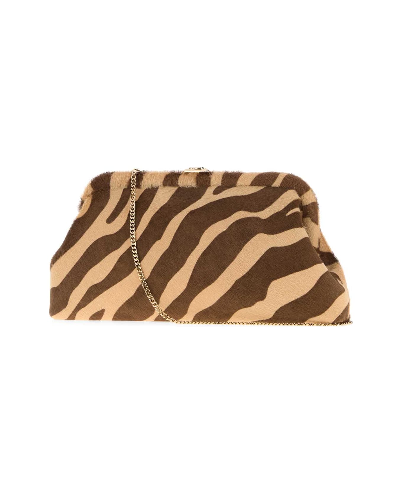 Jimmy Choo Printed Calf Hair Skylar Clutch - NATURALLIGHTGOLD