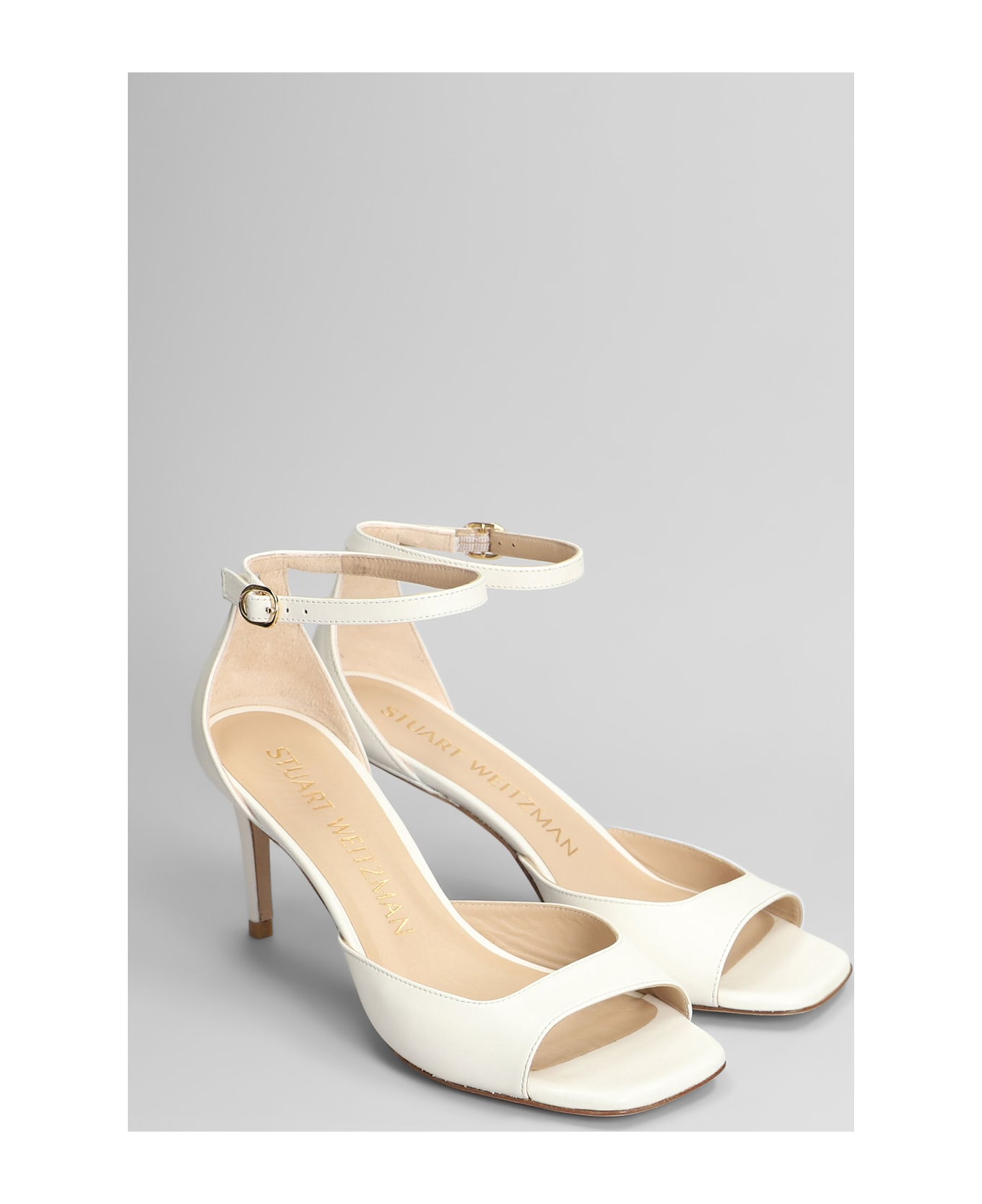 Stuart Weitzman Nudistia 75 Sandals In White Patent Leather - white