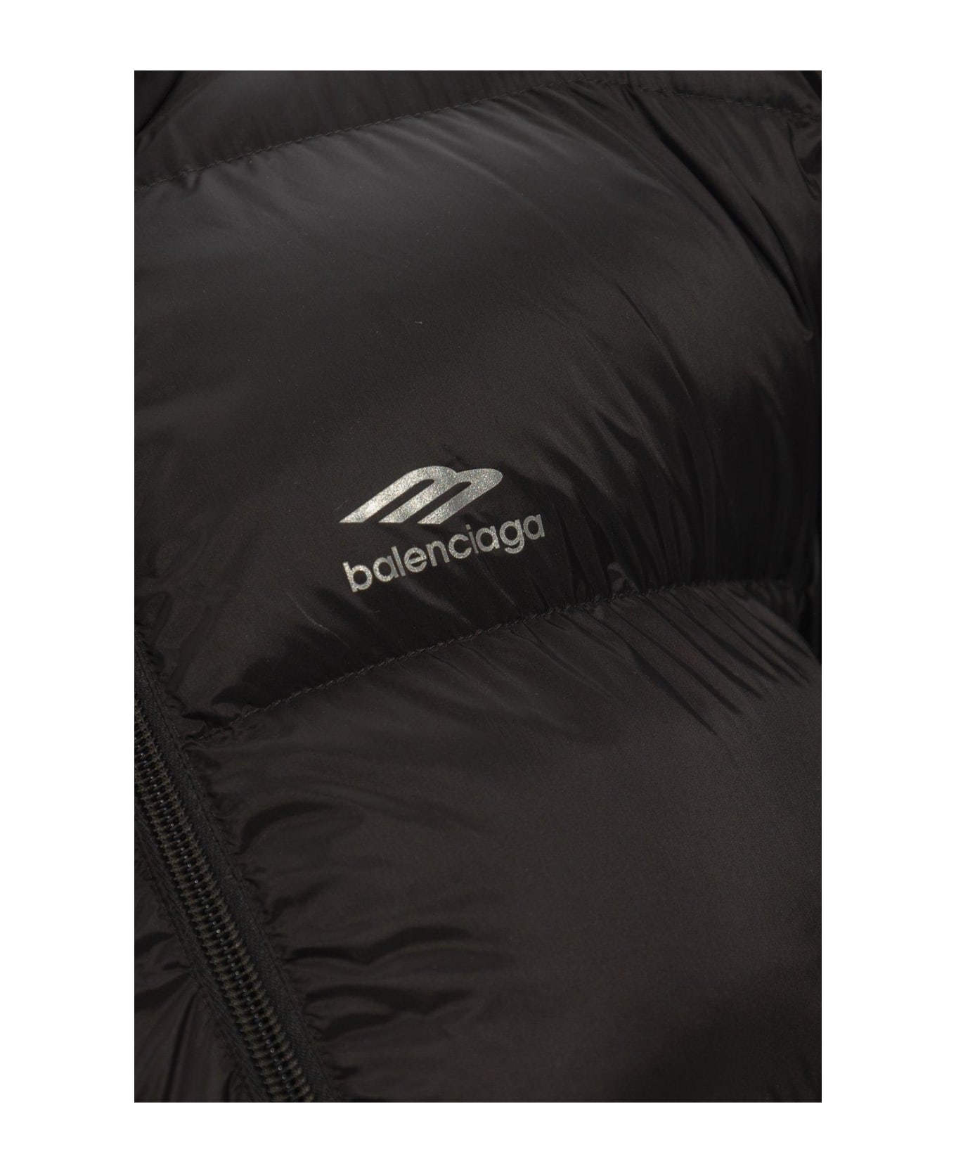 Balenciaga Nylon Down Jacket With Logo - BLACK