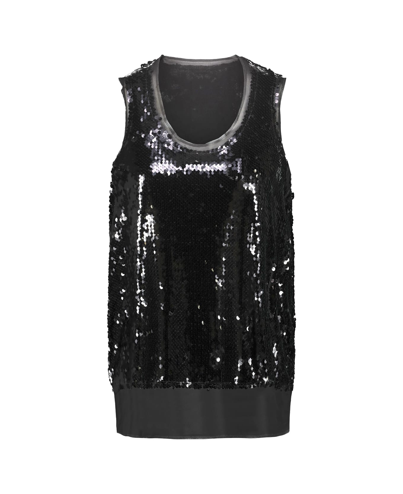 Comme des Garçons Sequin Embroidered Top - Black