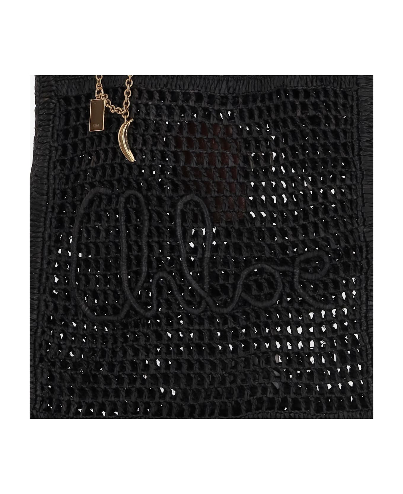 Chloé Summer Banana Raffia Tote Bag - Black