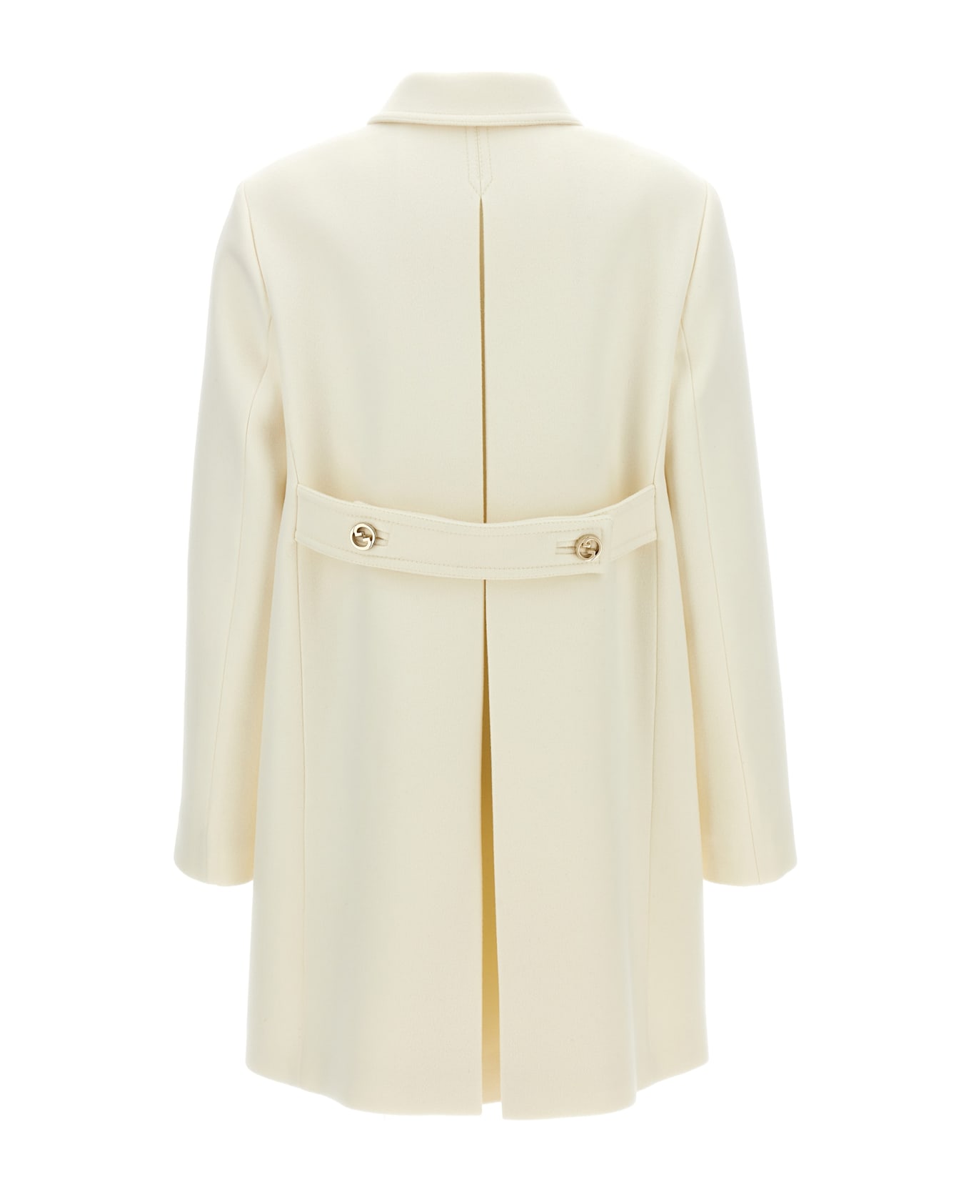 Gucci 'gg' Double-breasted Coat - NATURALWHITE