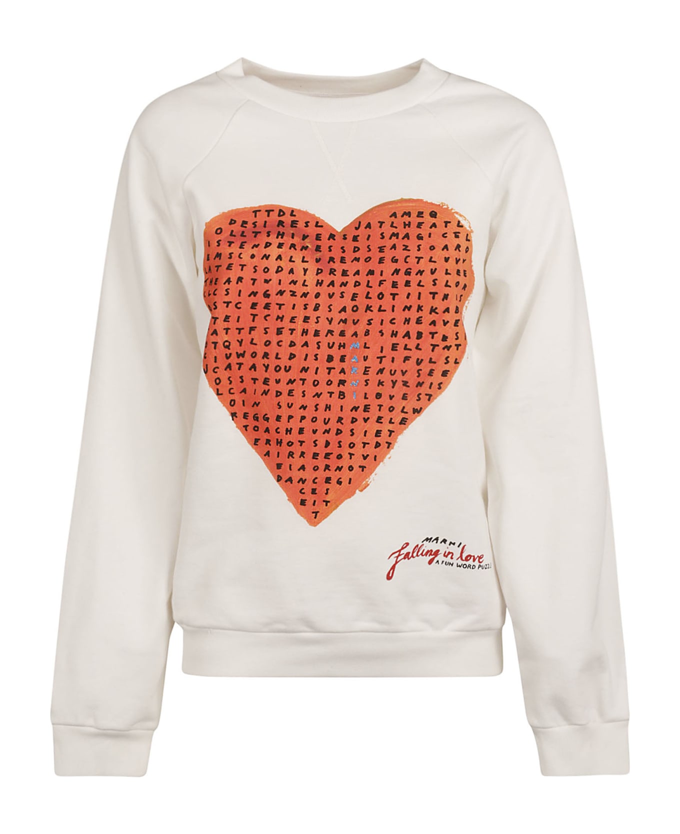 Marni Crossword Heart Loopback Sweatshirt - Natural