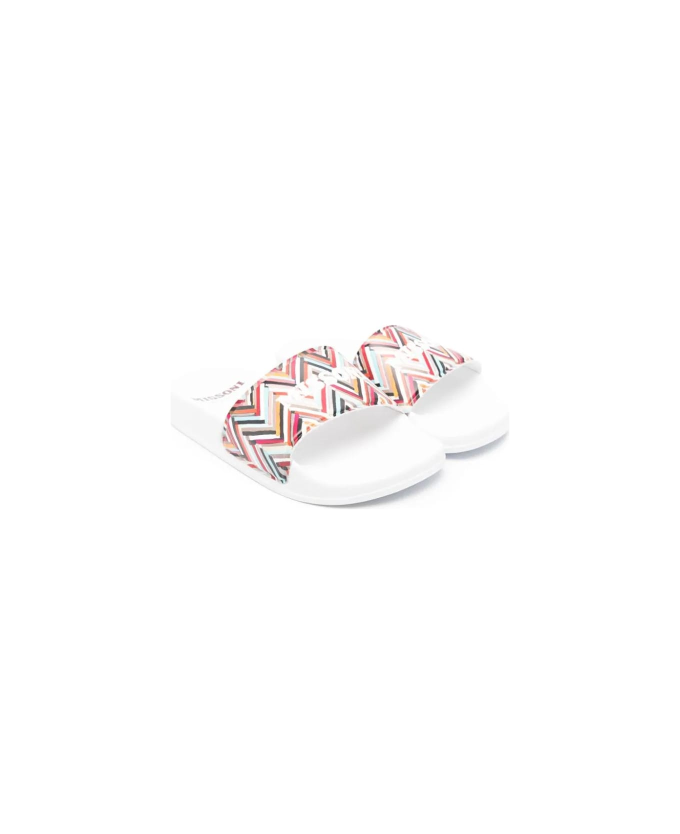 Missoni Kids Rubber Slippers With Logo And Blue Chevron Pattern - Multicolour