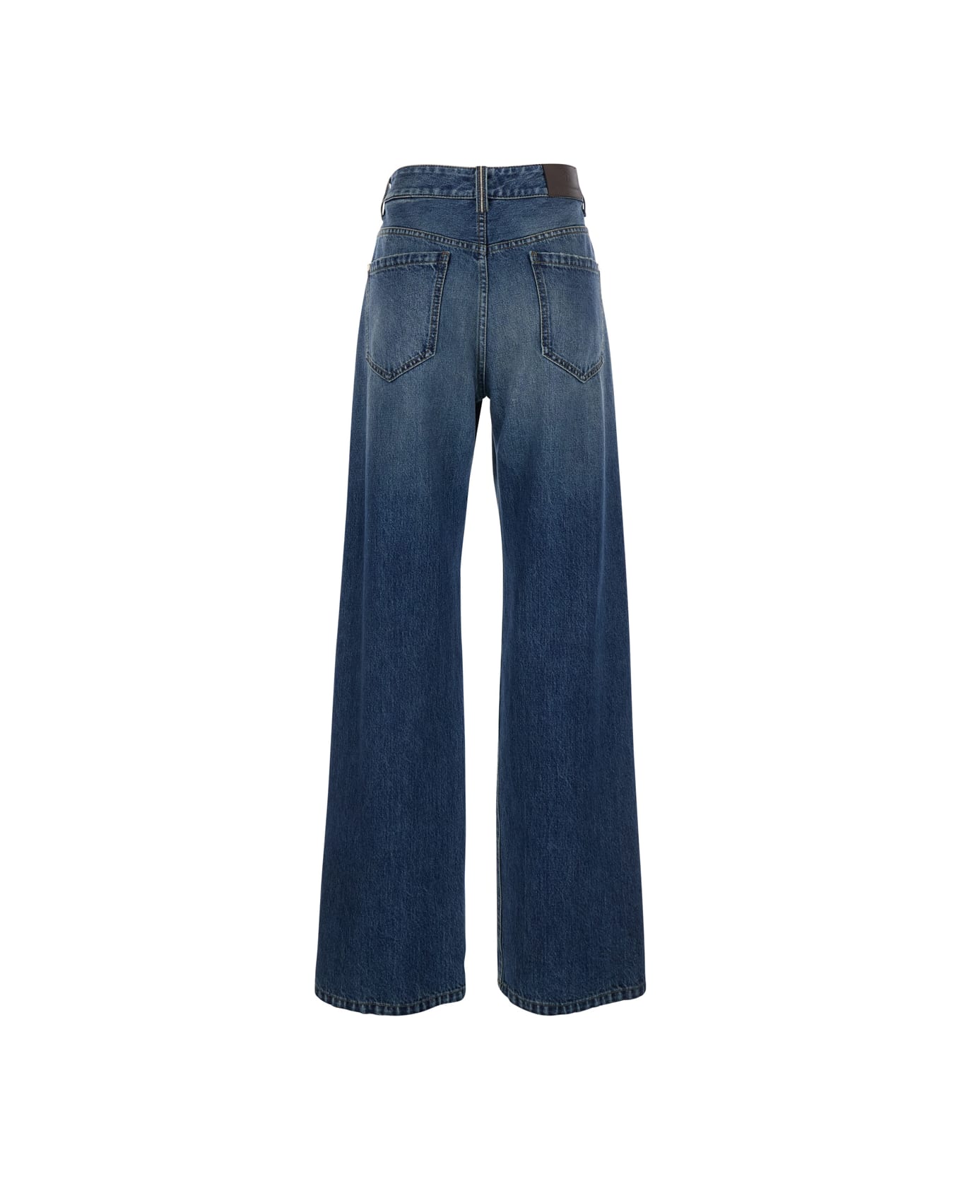 Brunello Cucinelli Blue Jeans With Logo Patch On The Rear And Monil Detail On The Loop In Denim Woman - Blu
