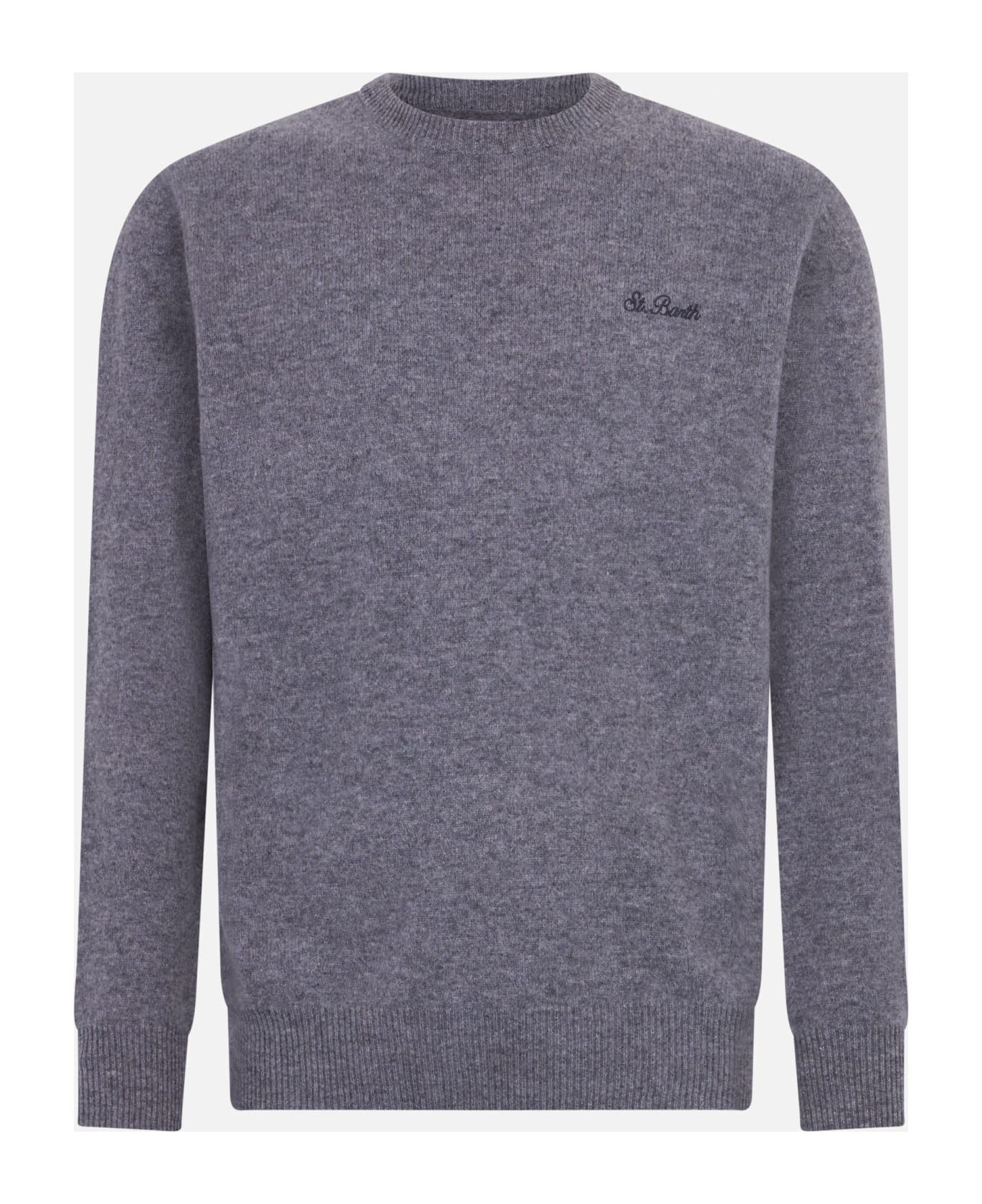MC2 Saint Barth Man Crewneck Grey Sweater With St. Barth Embroidery - GREY