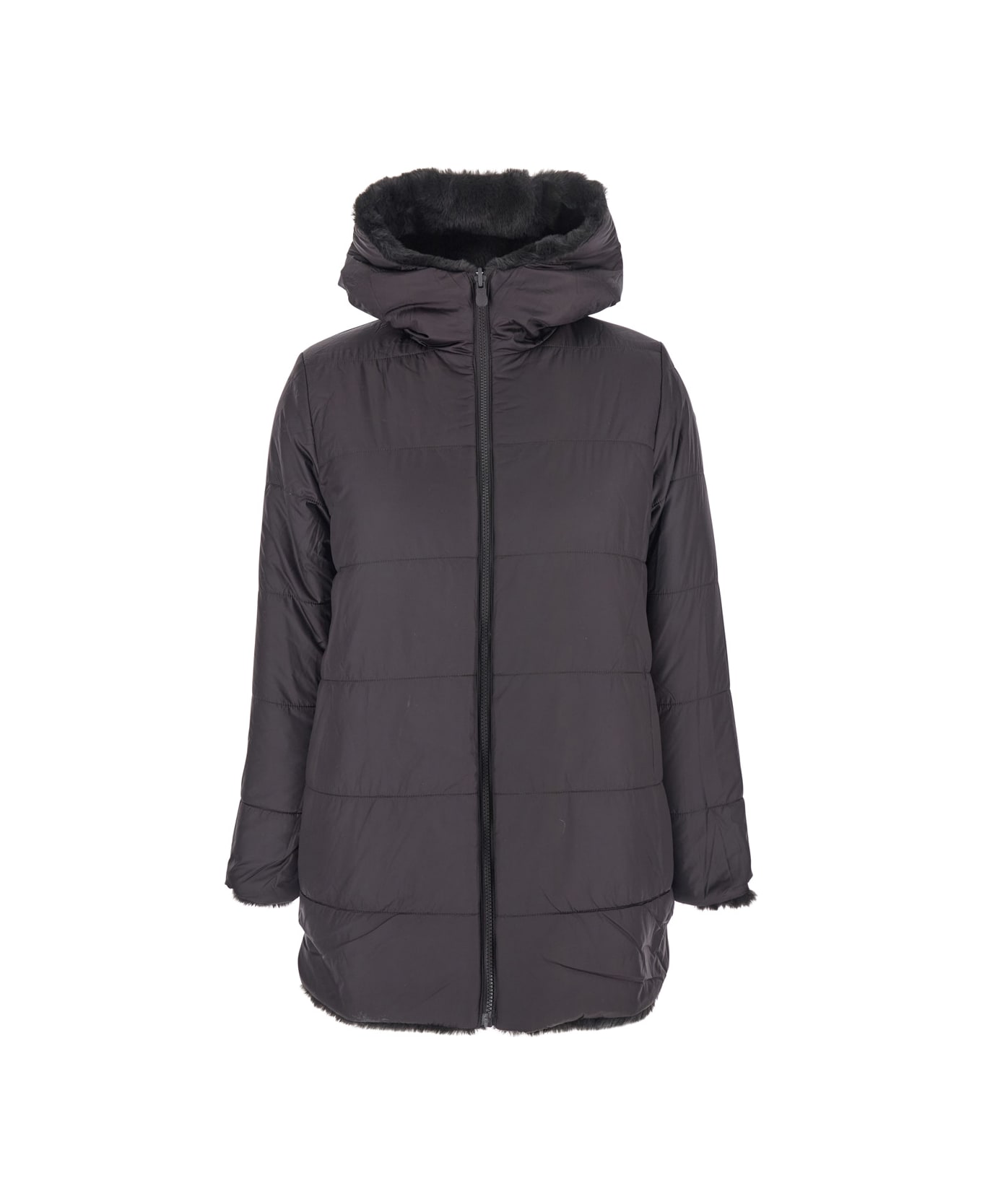 Save the Duck 
bridget
 Black Reversible Jacket With Front Zip Closure In Ecofur Woman - Black