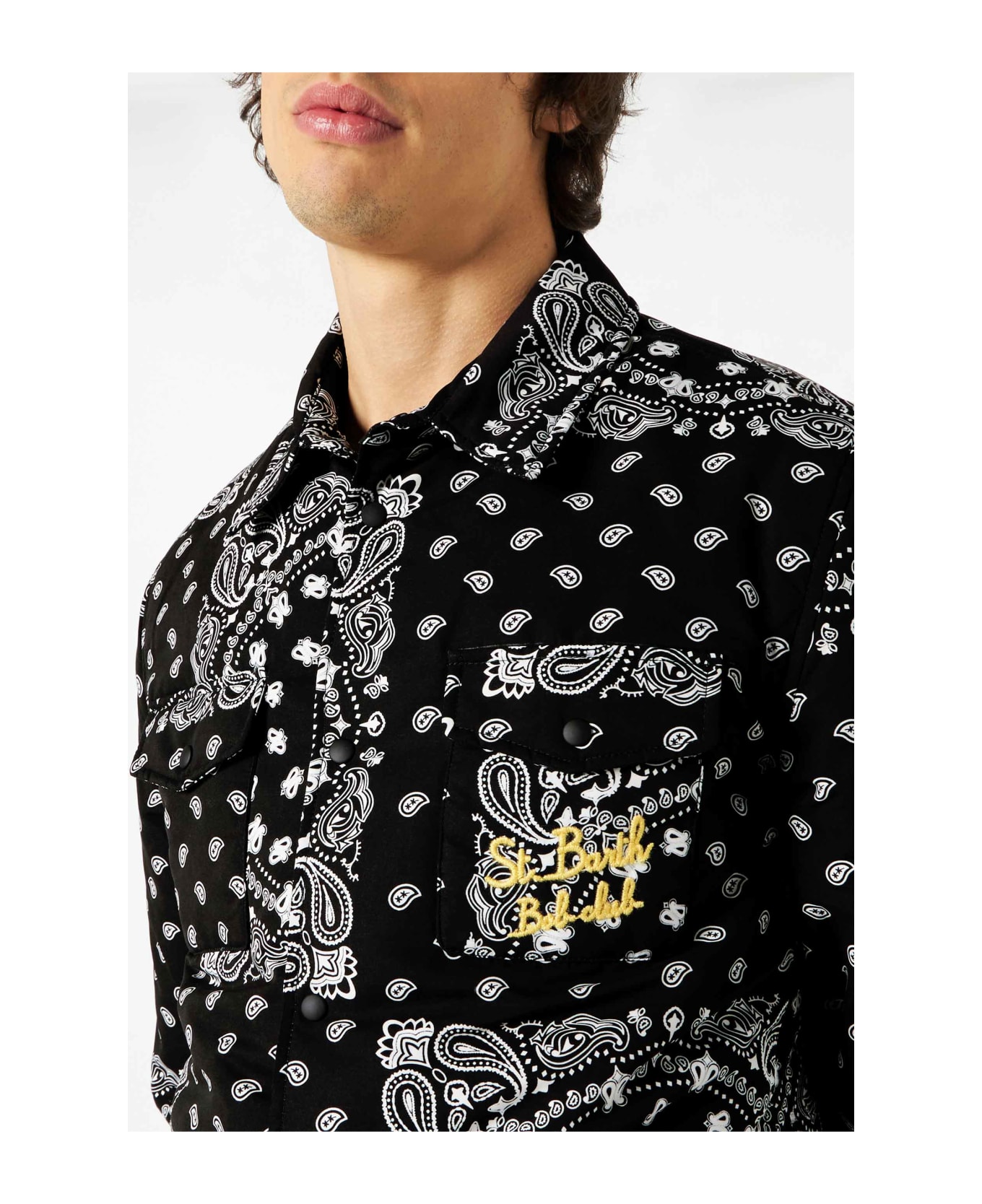 MC2 Saint Barth Overshirt With Pocket And St. Barth Bob Club Embroidery - BLACK ジャケット