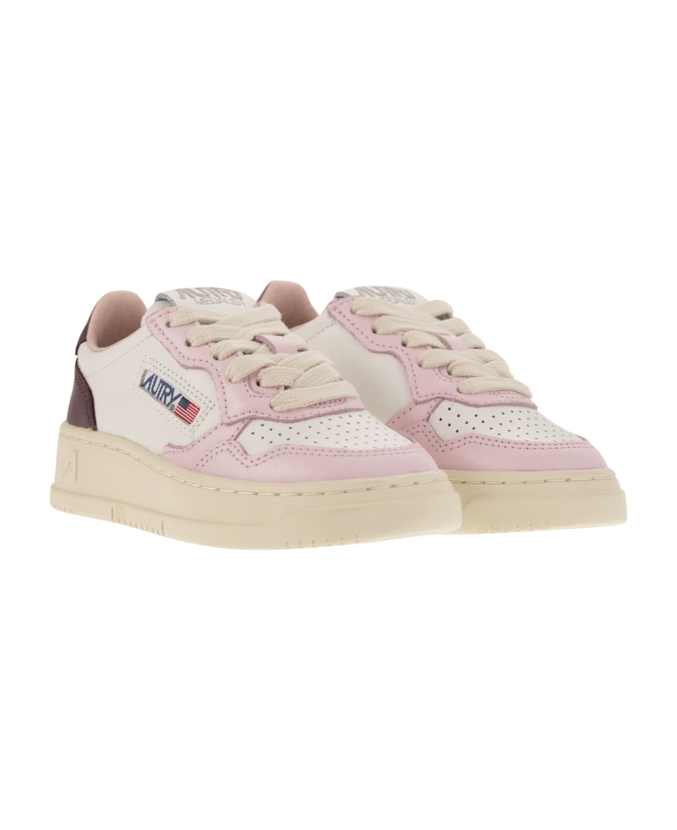 Autry Medalist Low - Two-tone Trainer - White/pink
