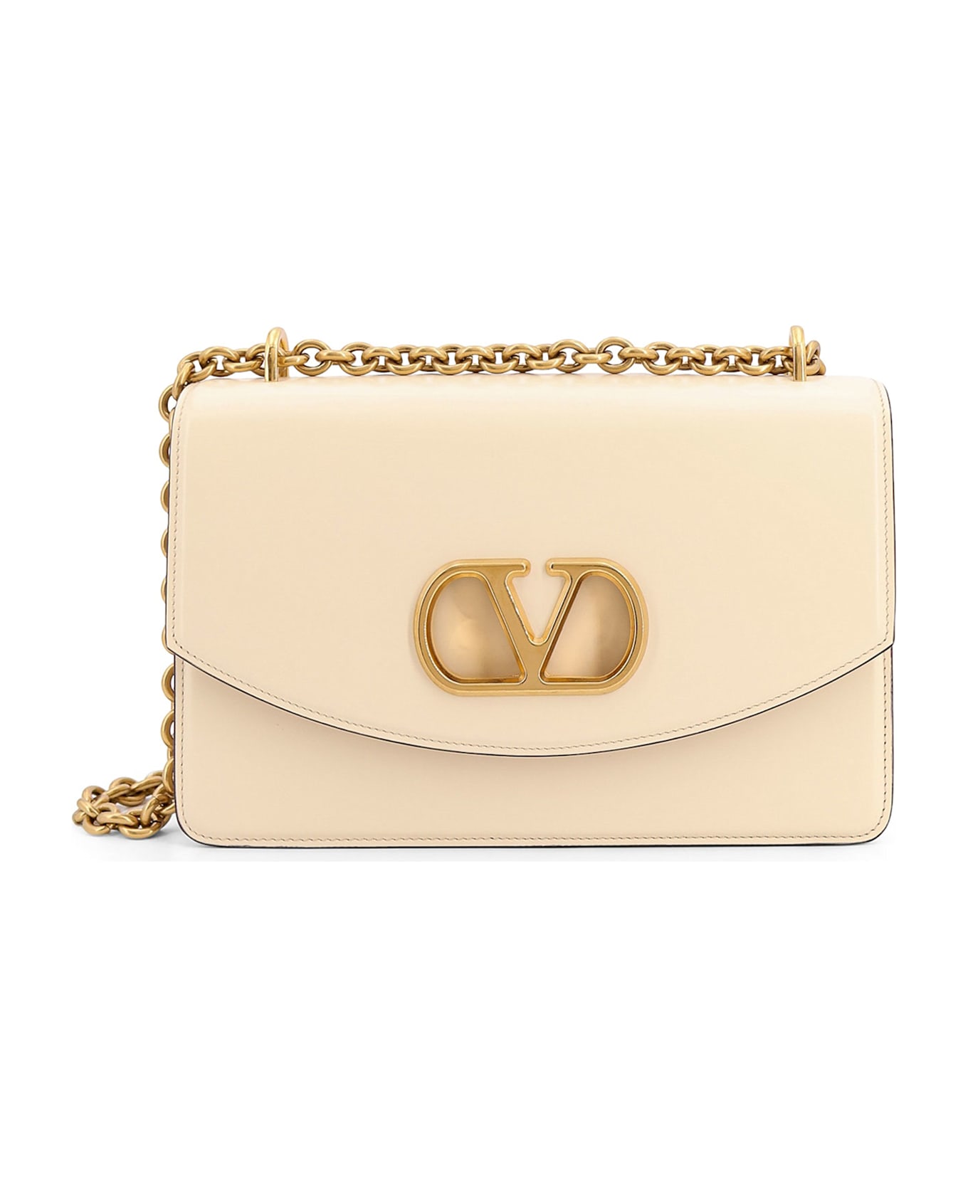 Valentino Garavani Ivory Leather Vain Shoulder Bag - White