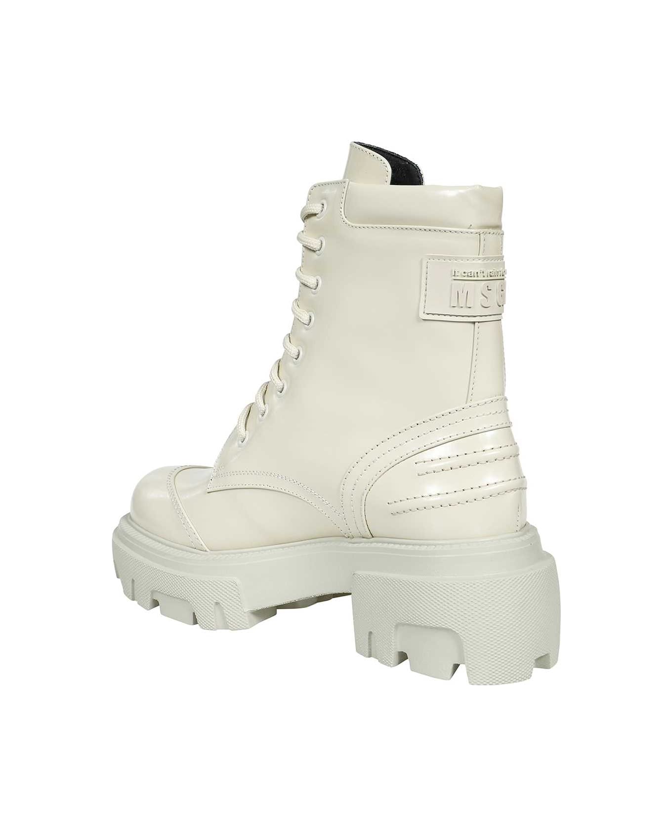 MSGM Lace-up Ankle Boots - Ivory