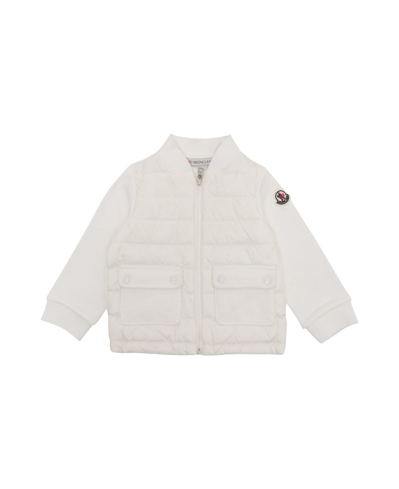 Moncler Padded Zip-up Sweatshirt - Bianco ニットウェア＆スウェットシャツ