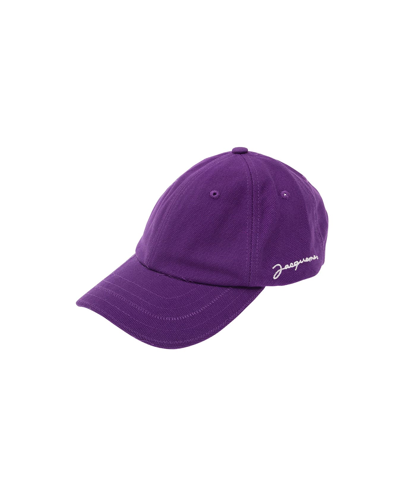 Jacquemus Purple Baseball Cap With Contrasting Logo Embroidery In