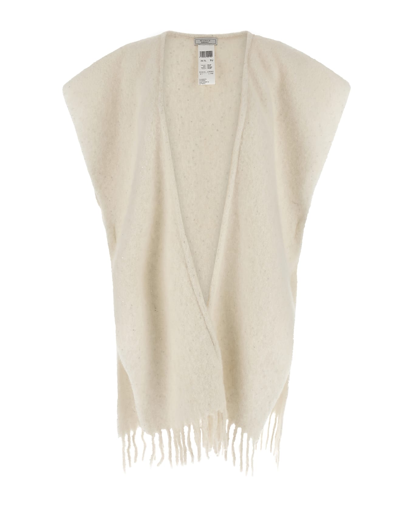 Peserico Bouclé Yarn Cape - White