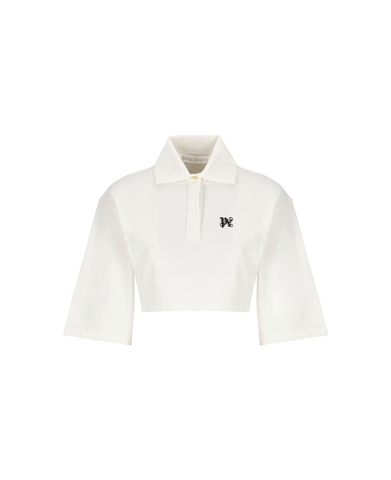 Palm Angels Polo Shirt With Monogram Logo - White