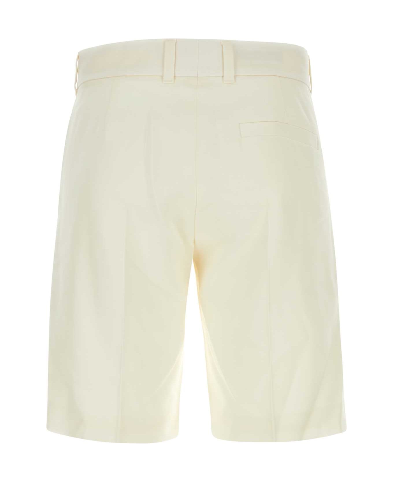 Casablanca Ivory Gabardine Bermuda Shorts - WHITE
