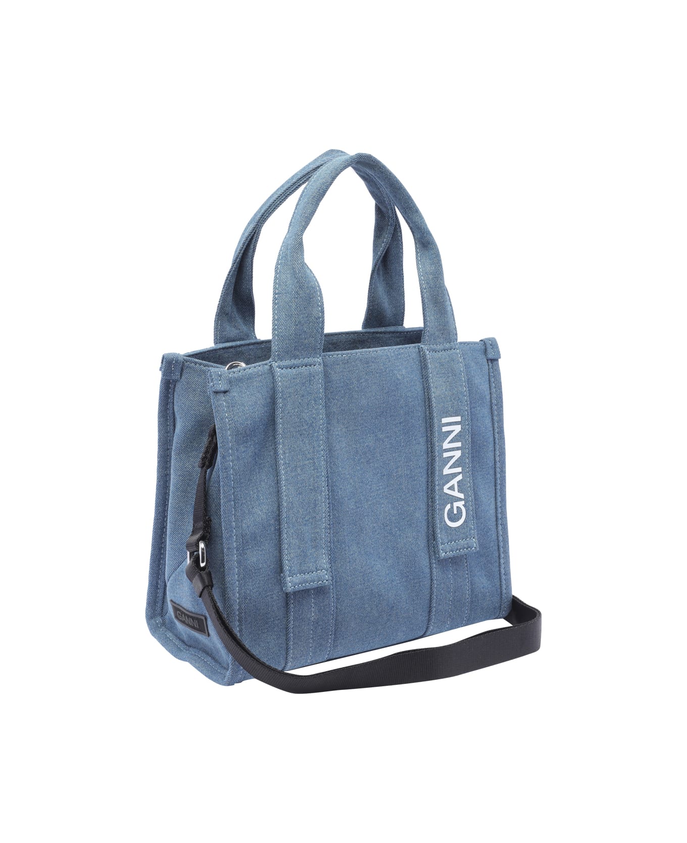Ganni Recycled Tech Small Tote Denim - Blue
