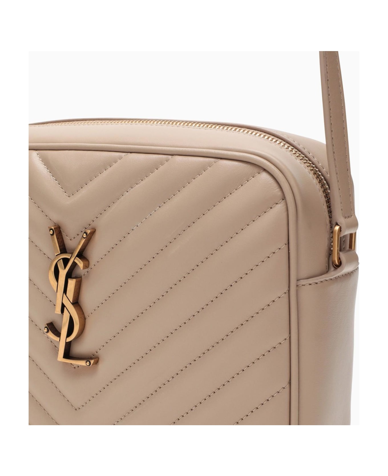 Saint Laurent Lou Zip-up Quilted Crossbody Bag - Beige
