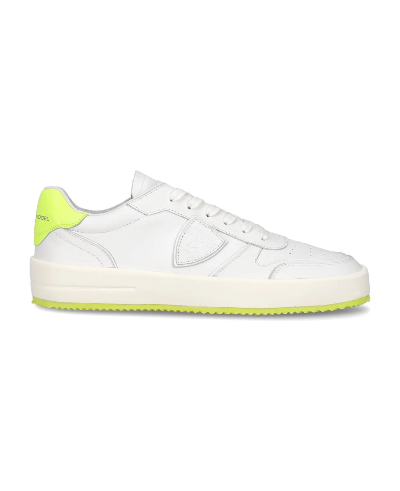 Philippe Model Nice Sneaker White And Neon Yellow - White スニーカー