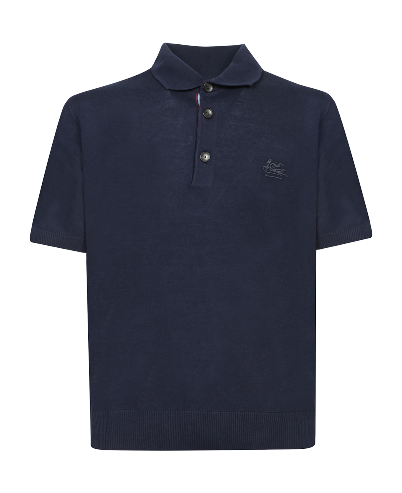 Etro Knitted Blue Polo Shirt - Blue