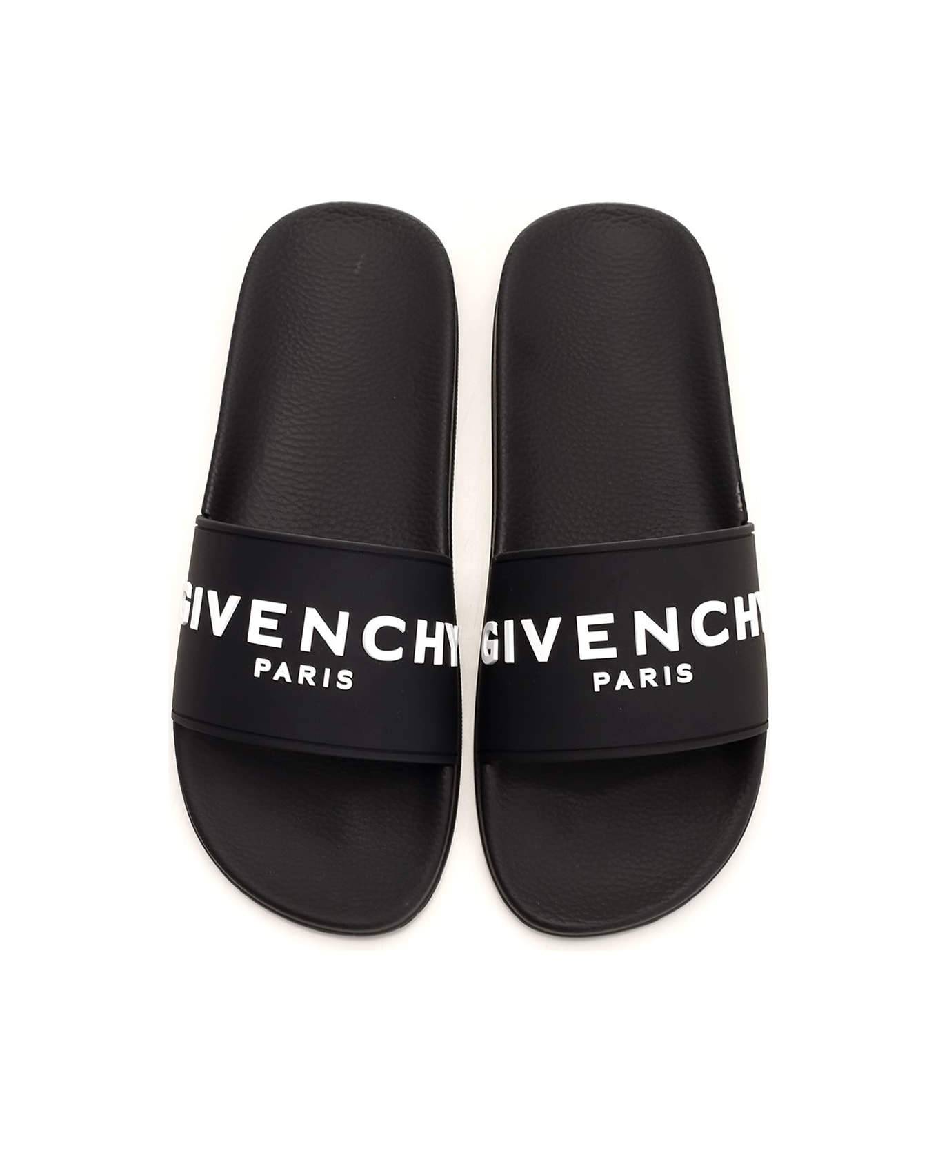 Givenchy Black Slides With Logo - BLACK