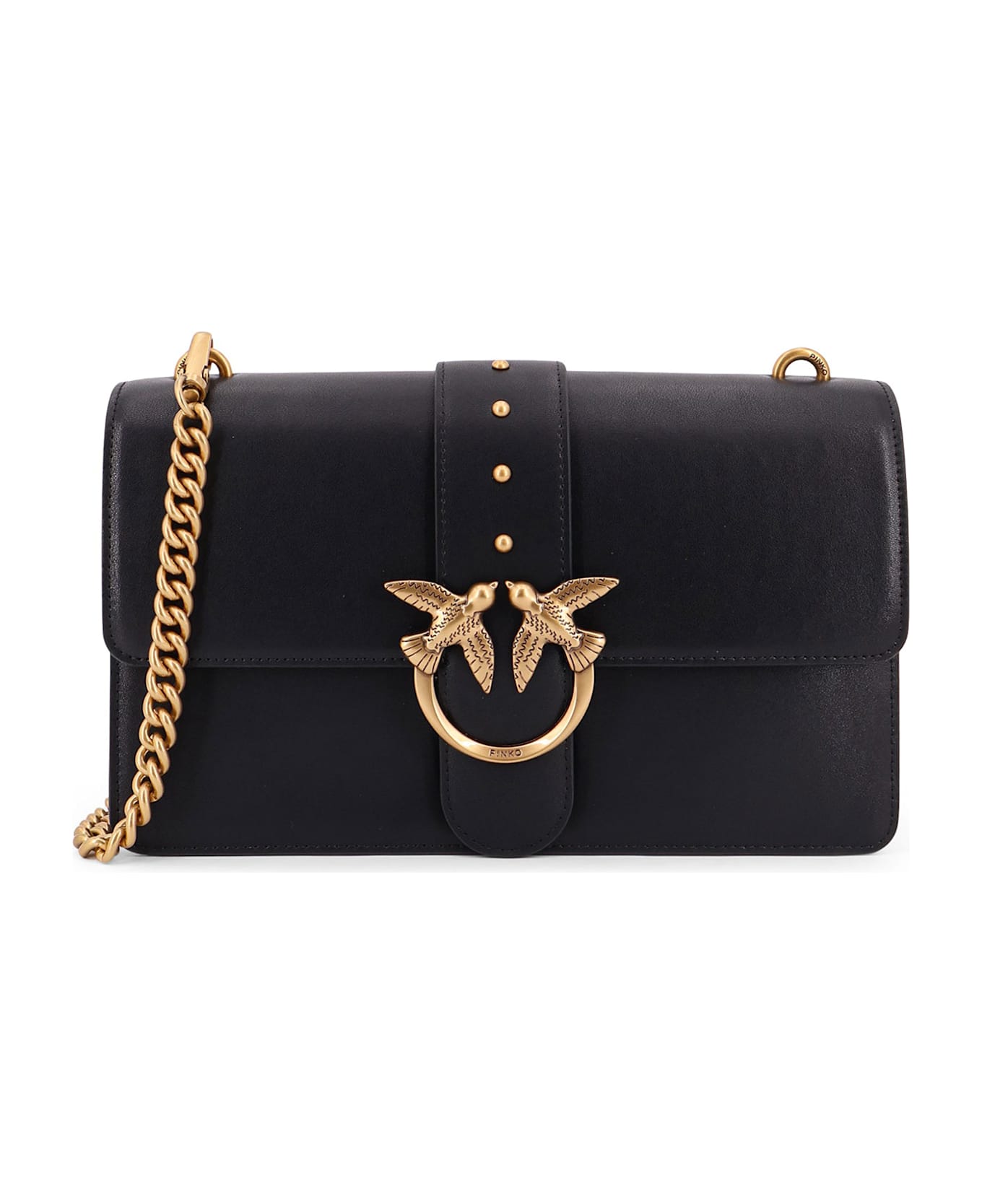 Pinko Love One Leather Shoulder Bag - Black