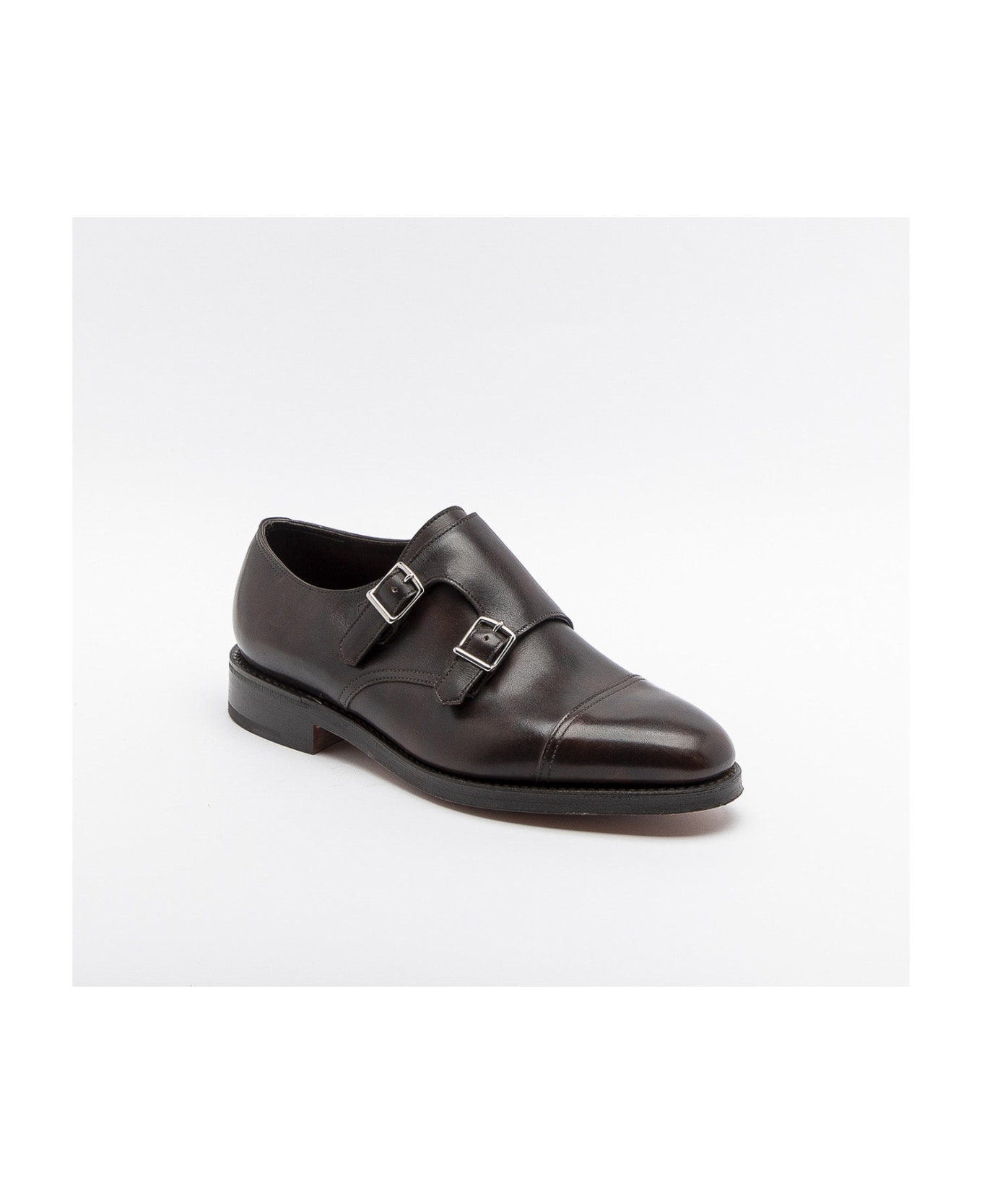 John Lobb William Dark Brown Museum Calf Monk Strap Shoe (fitting E) - Marrone