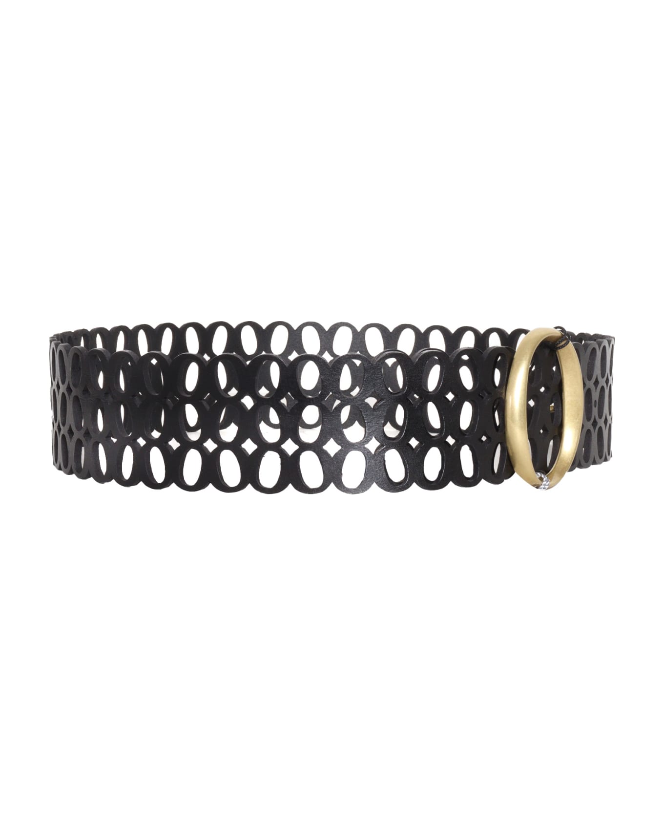 Orciani Perforated Leather Belt - BLACK ベルト