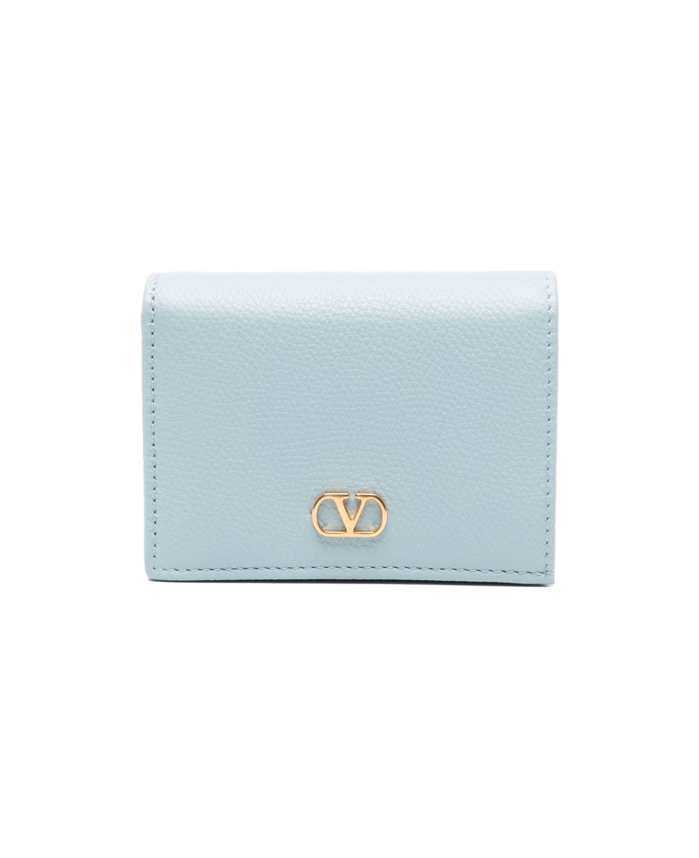 Valentino Garavani Vlogo Leather Wallet - Clear Blue