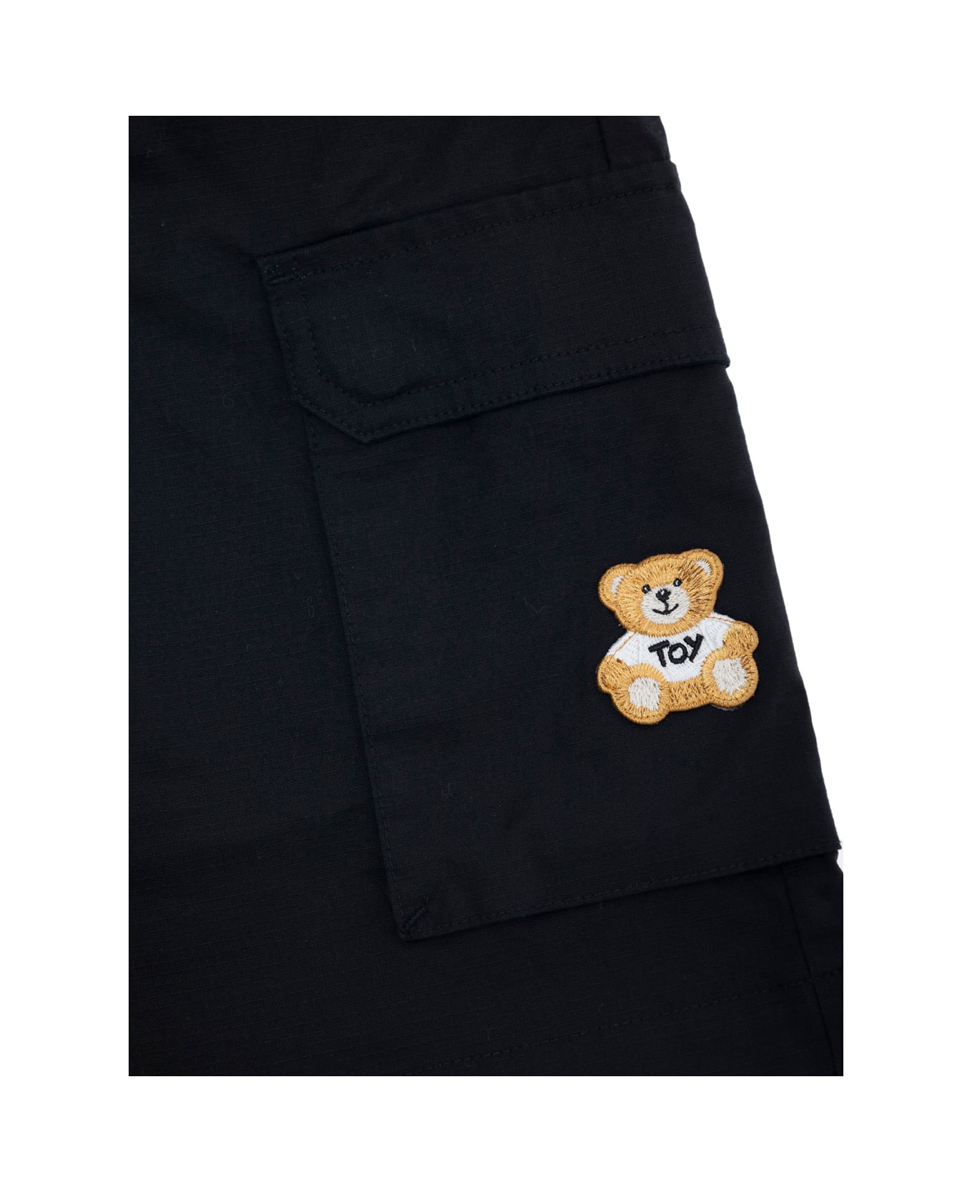 Moschino Black Cargo Shorts With Bear Embroidery On The Leg In Cotton Blend Boy - Black