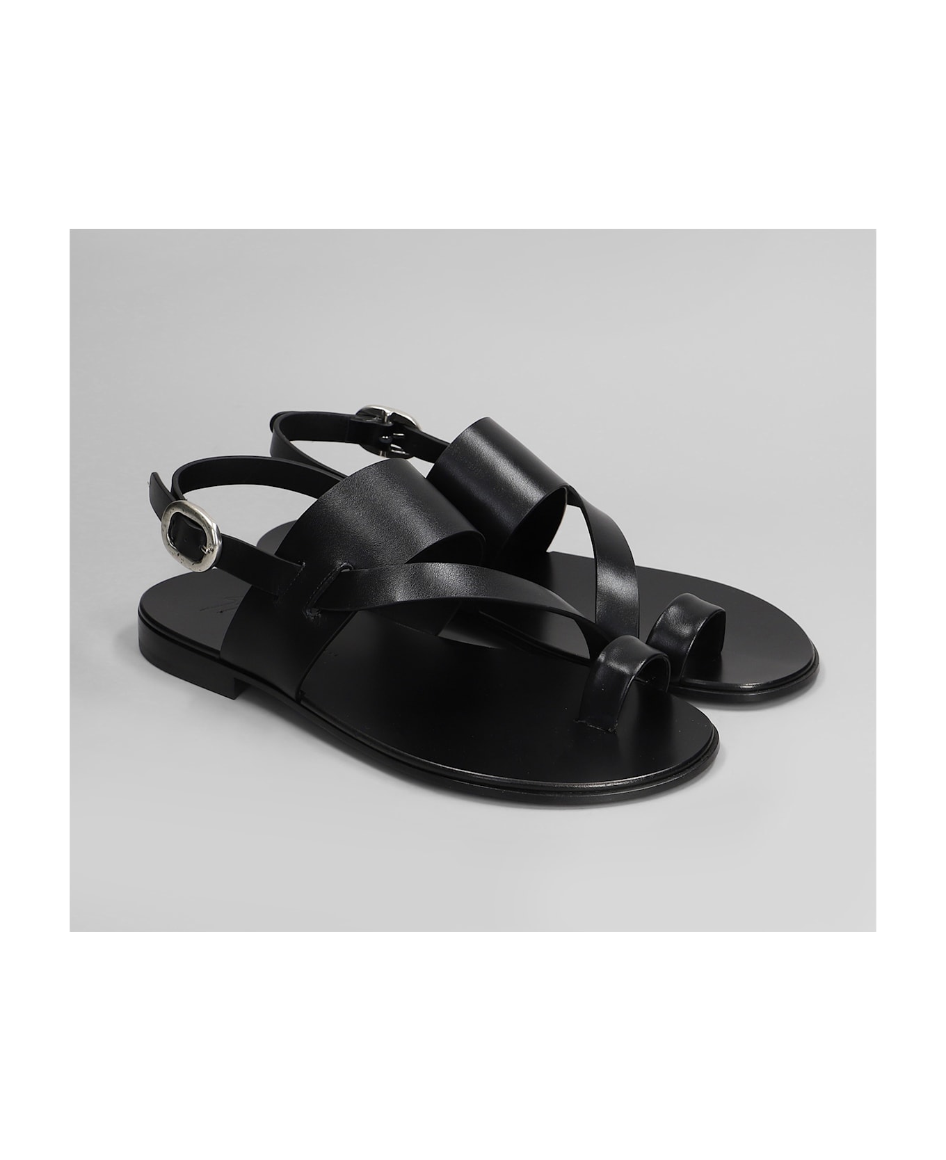 Giuseppe Zanotti Flats In Black Leather - black