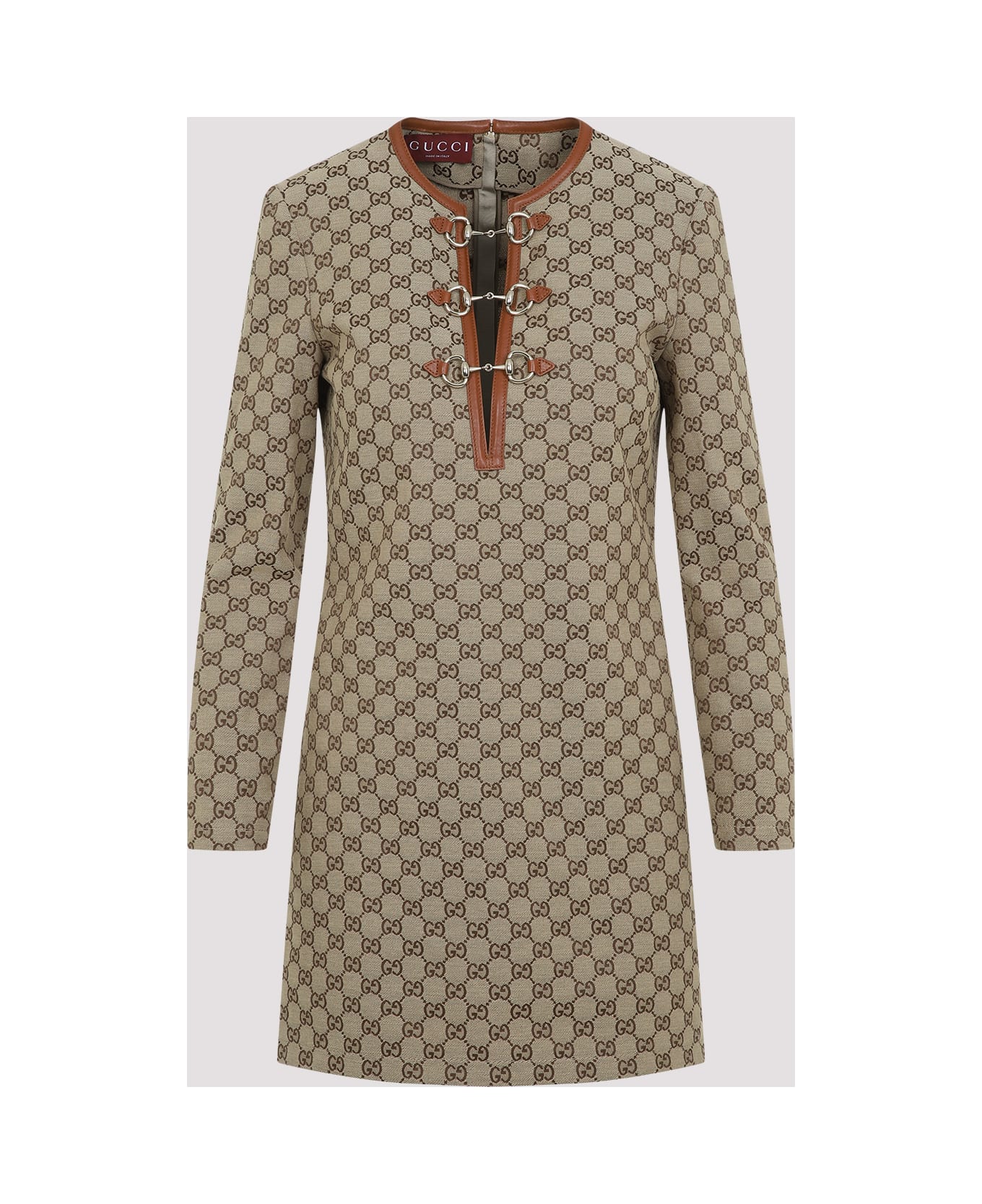Gucci Gg Clamp Mini Dress - Camel Ebony
