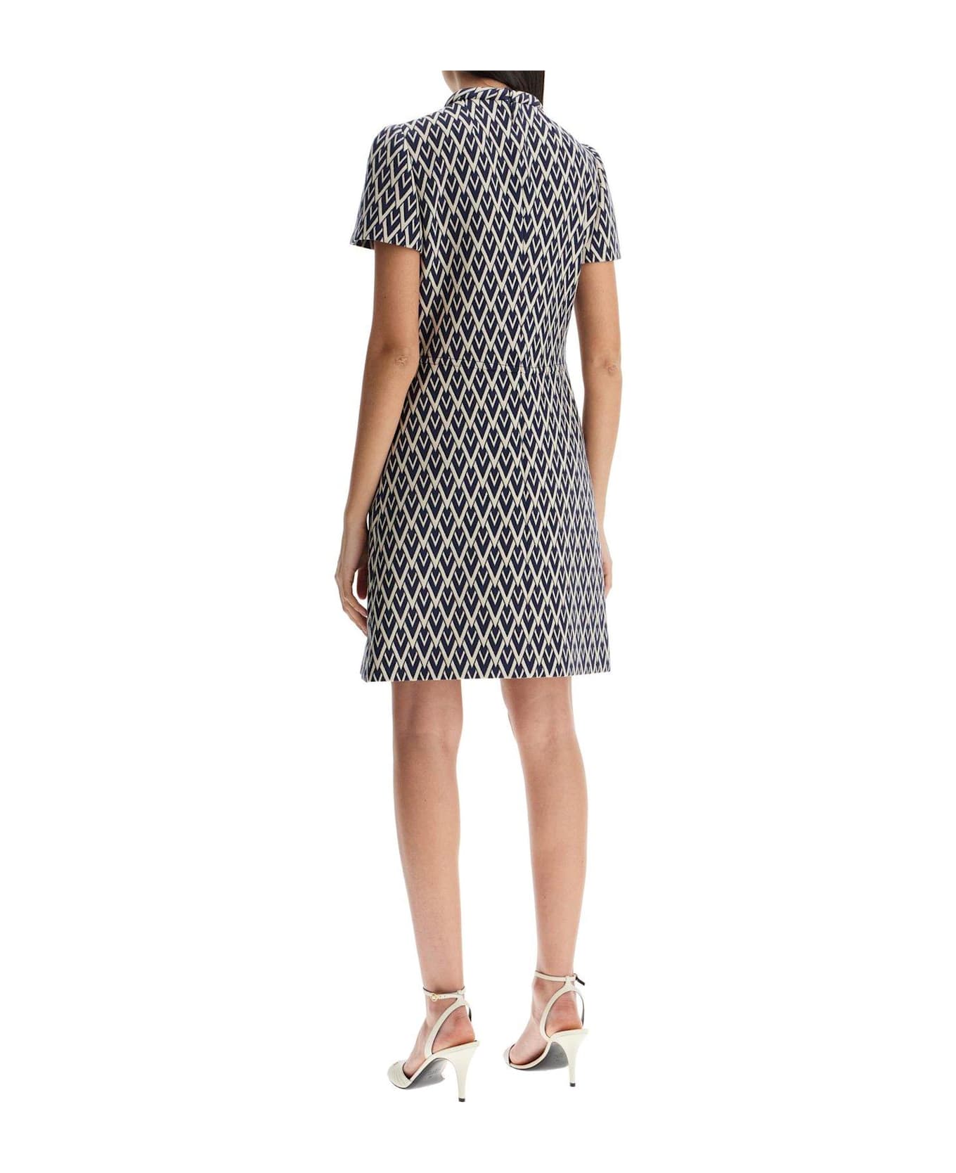 Valentino Garavani All-over Patterned Short-sleeved Mini Dress