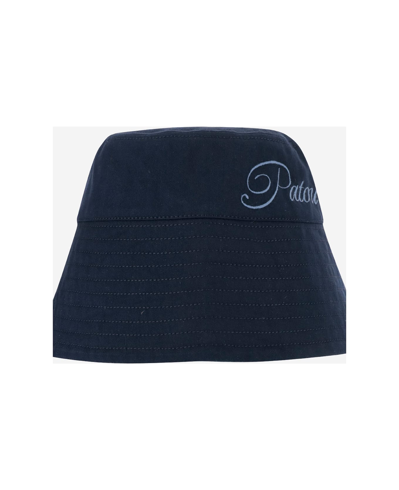 Patou Cotton Bucket Hat With Logo - Blue