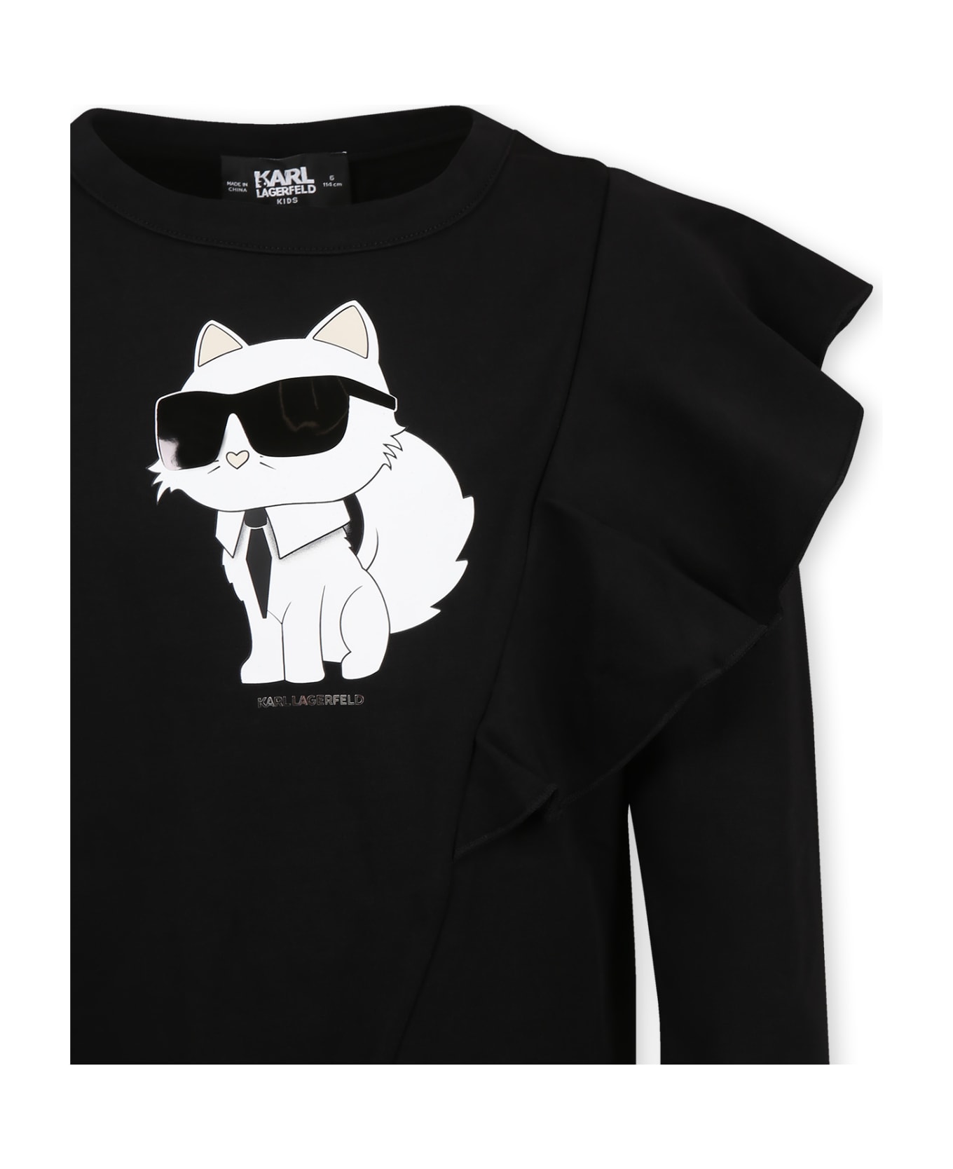 Karl Lagerfeld Kids Black Dress For Girl With Choupette - Black