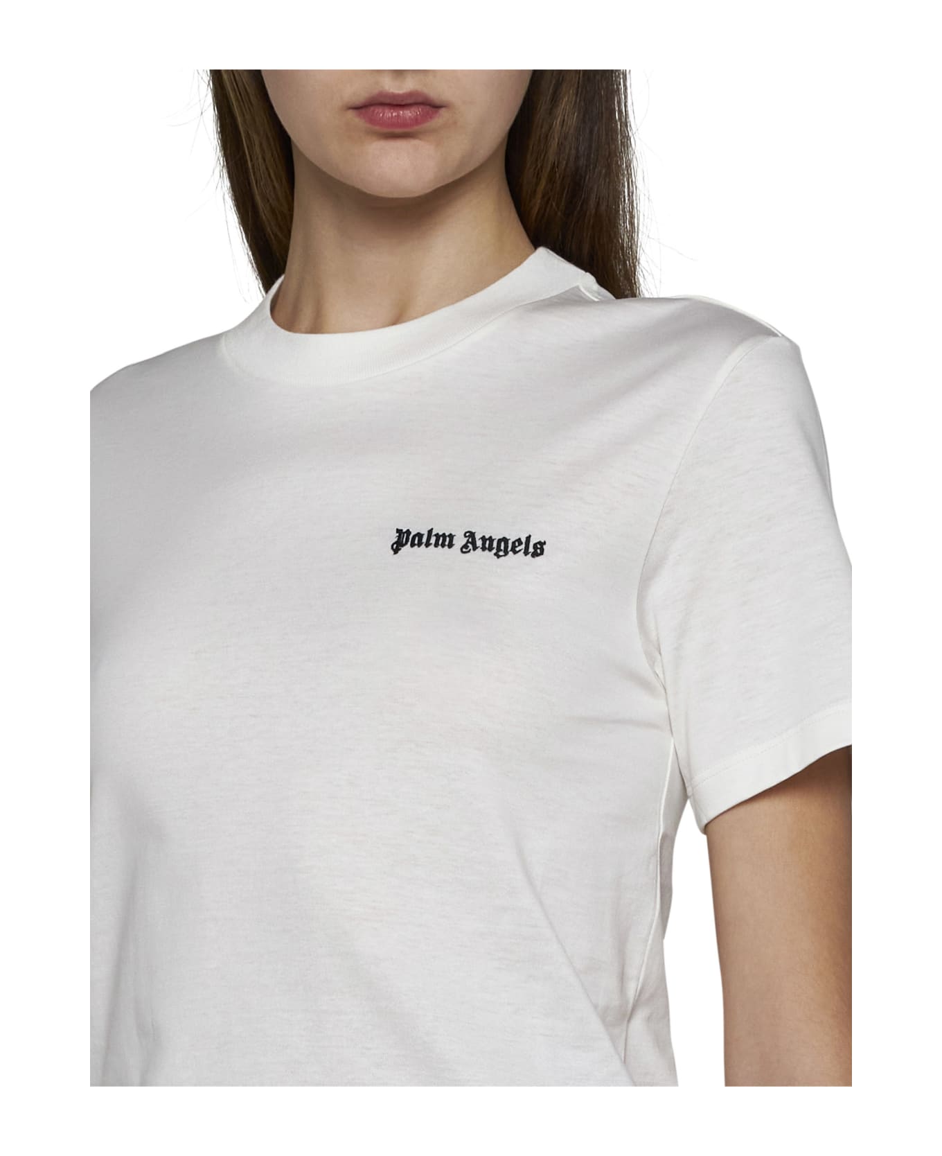 Palm Angels White T-shirt With Logo - Off White Black