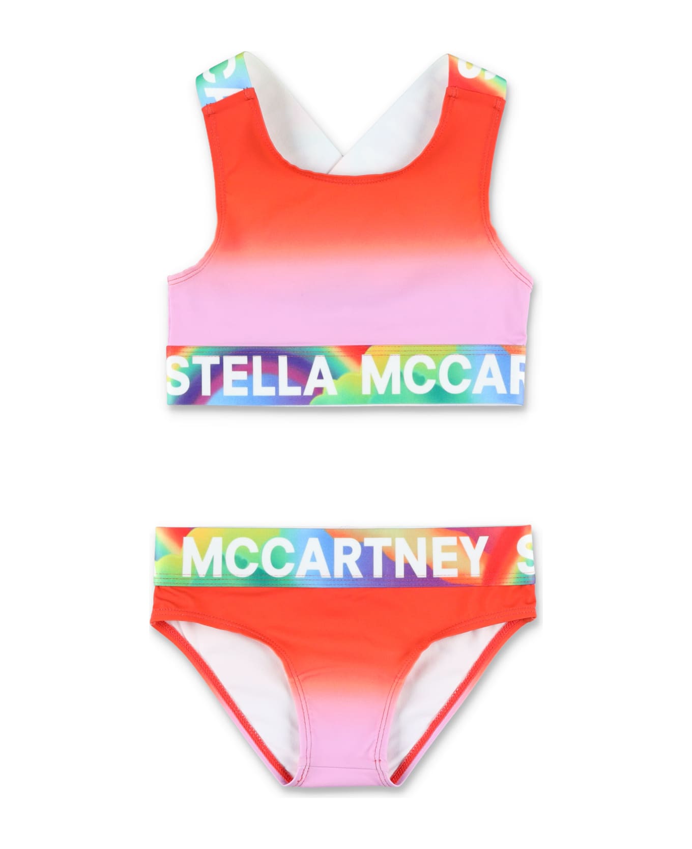 Stella McCartney Kids Logo Tape Ombré Bikini Set - RED MULTICOLOUR