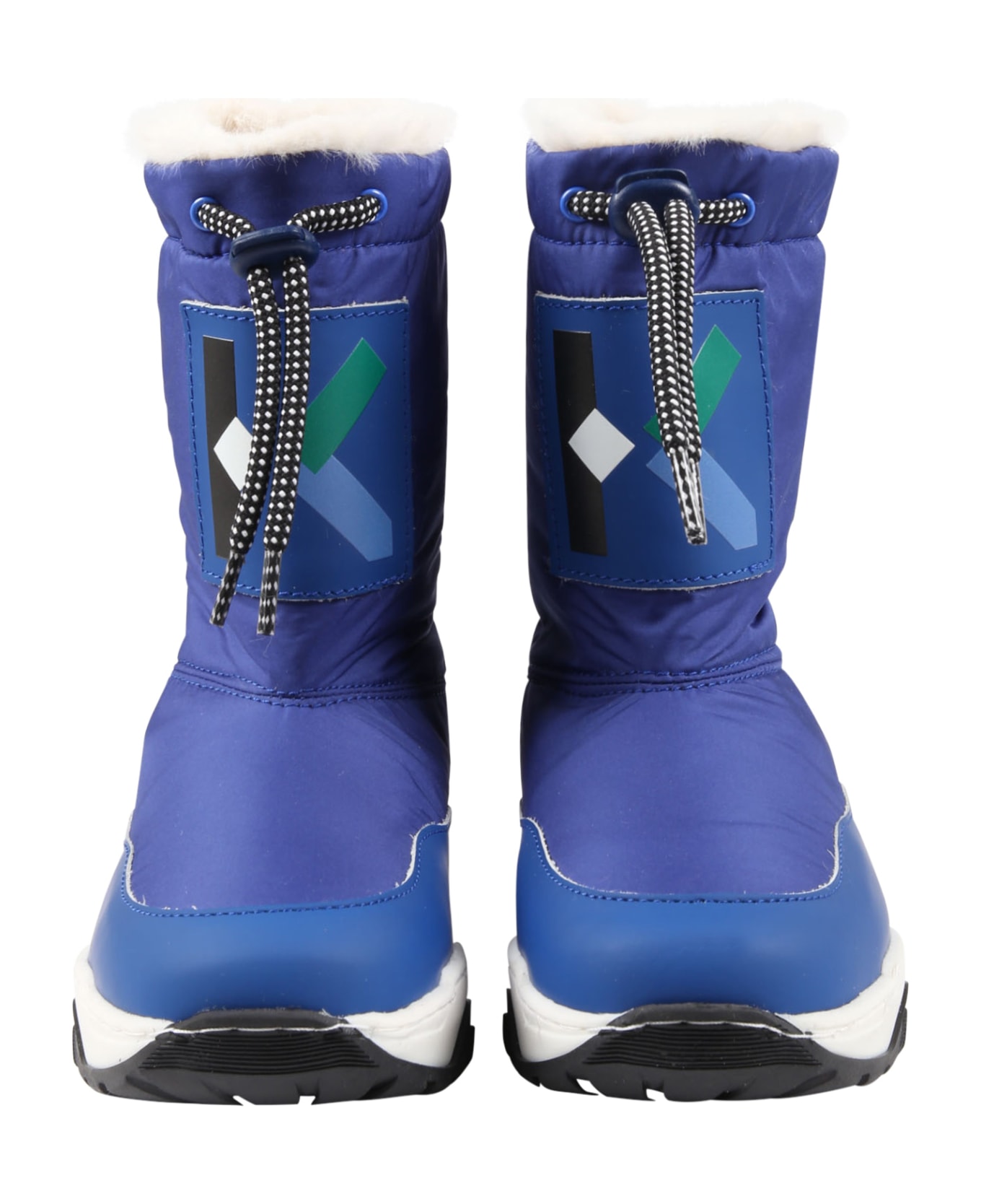 Kenzo Kids Blue Boots For Boy With Logo - Blue