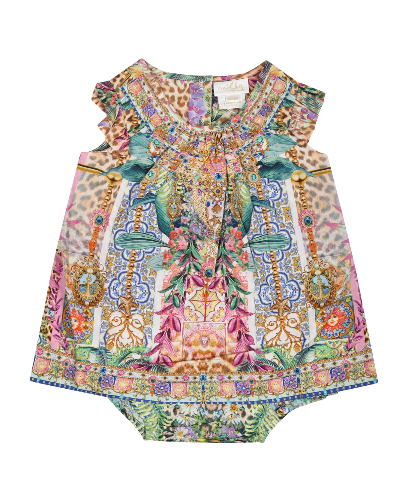 Camilla Multicolor Dress For Baby Girl With Floral Print - Multicolor