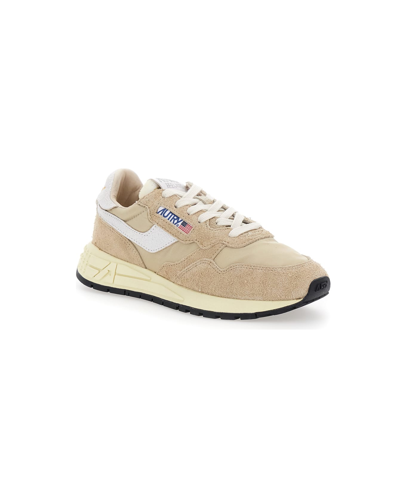 Autry 'reel Wind' Beige Low Top Sneakers With Logo Detail In Suede Woman - Beige