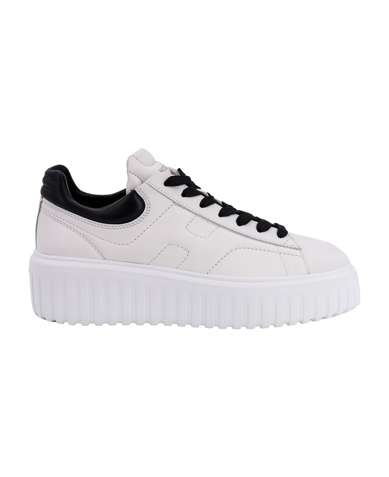 Hogan H-stripes Leather Sneakers With Contrasting Detail - White