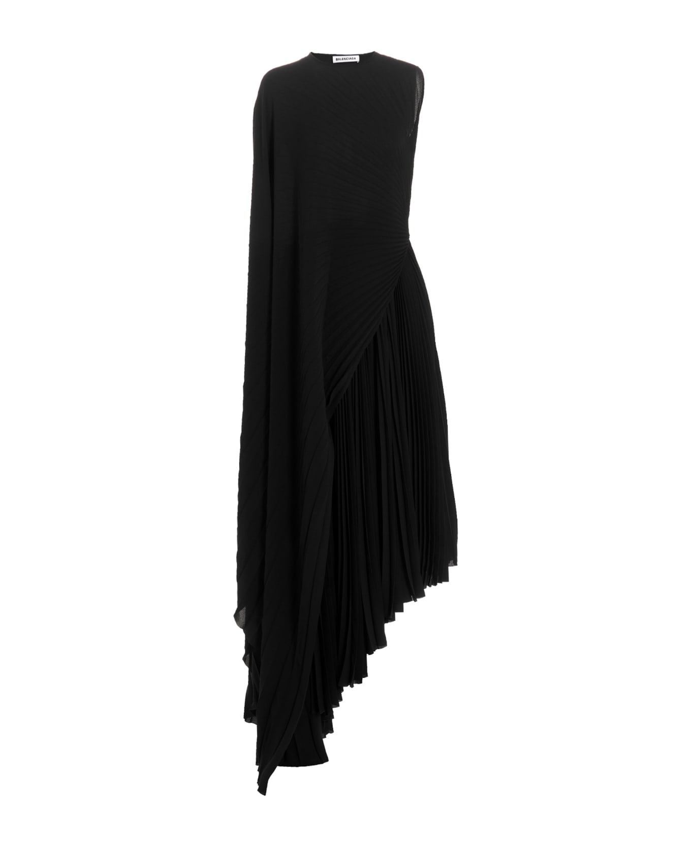 Balenciaga Asymmetrical Pleated Dress - Black  