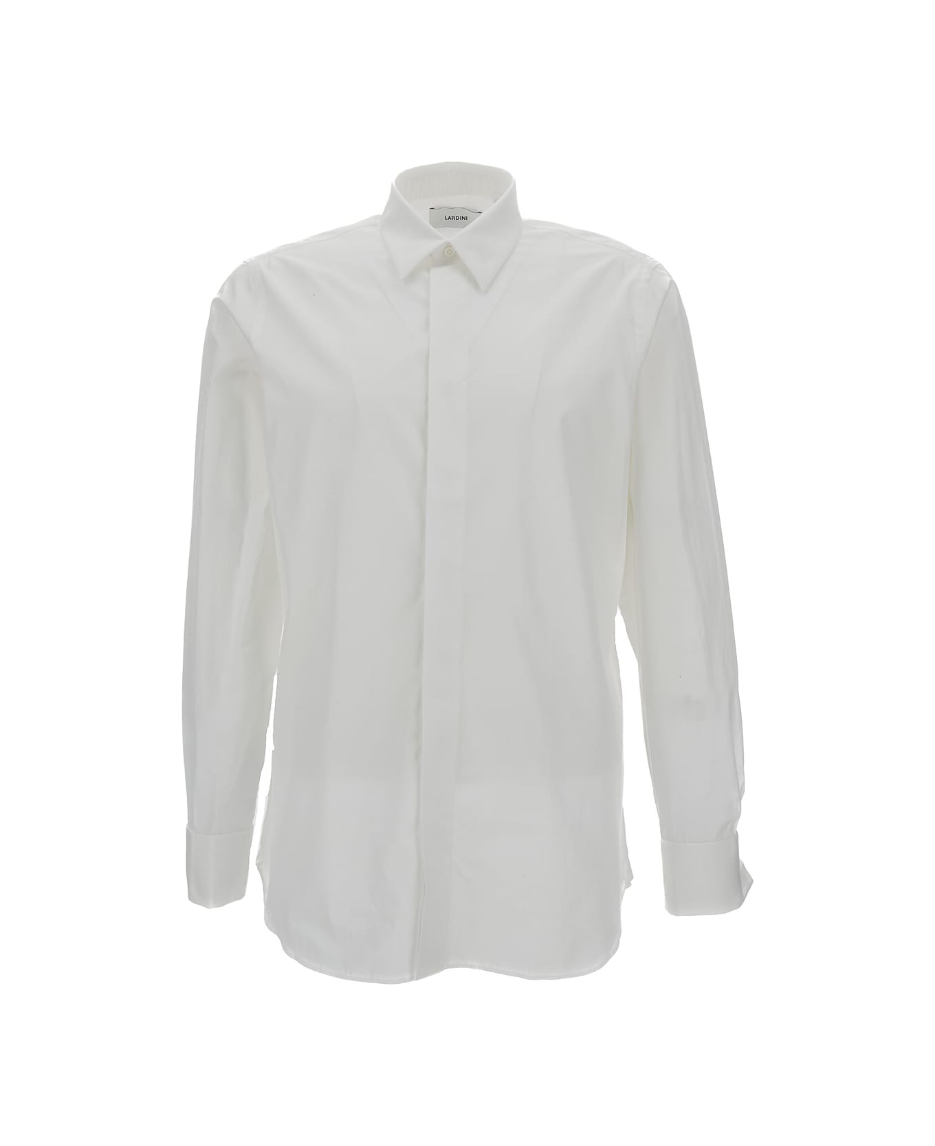 Lardini White Shirt With Concealed Closure In Cotton Man - White