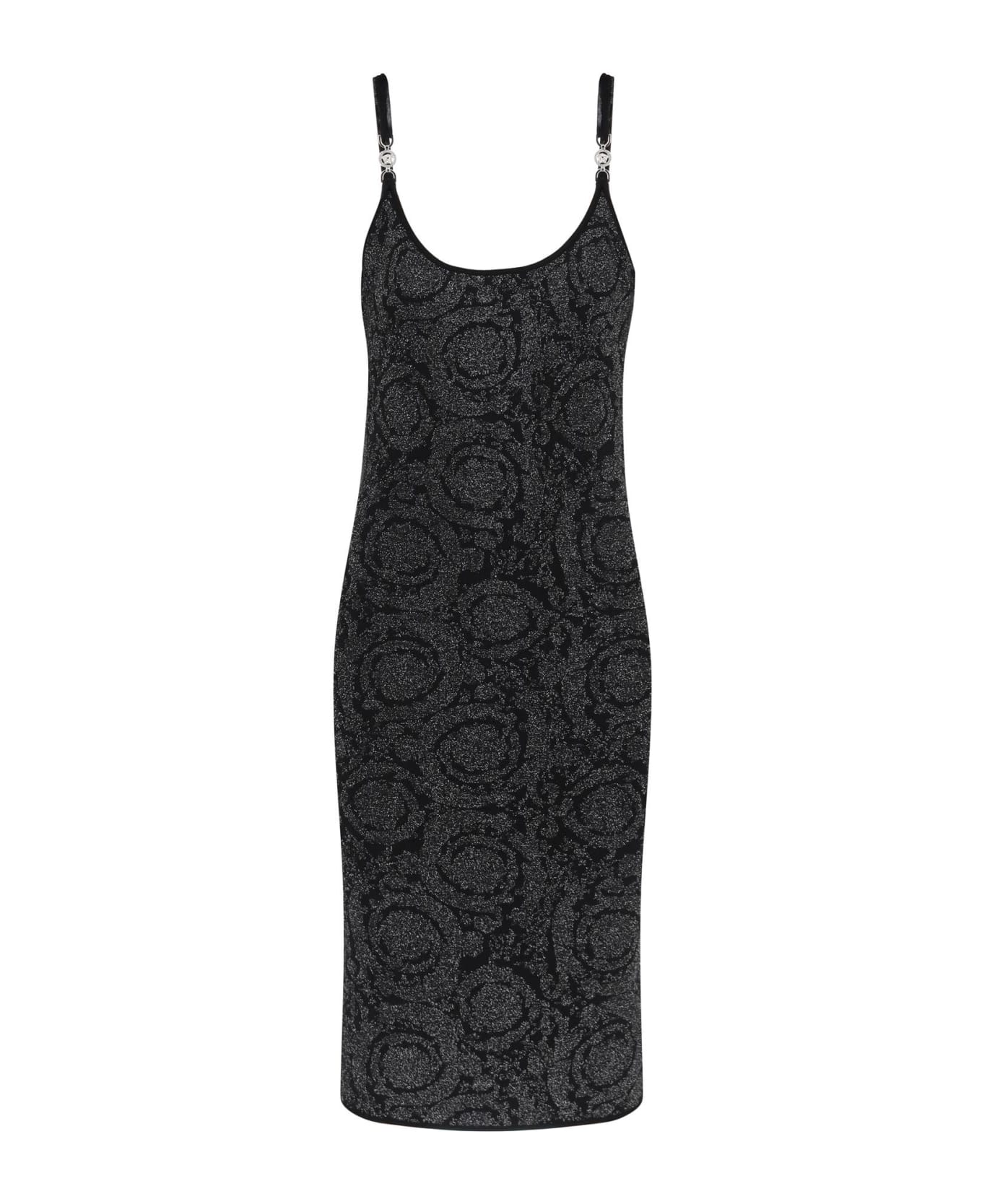 Versace Barocco Midi Dress In Lurex Knit - BLACK (Black)