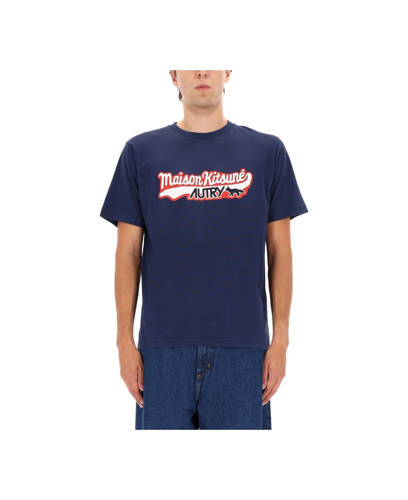 Autry X Maison Kitsuné Logo T-shirt - BLUE