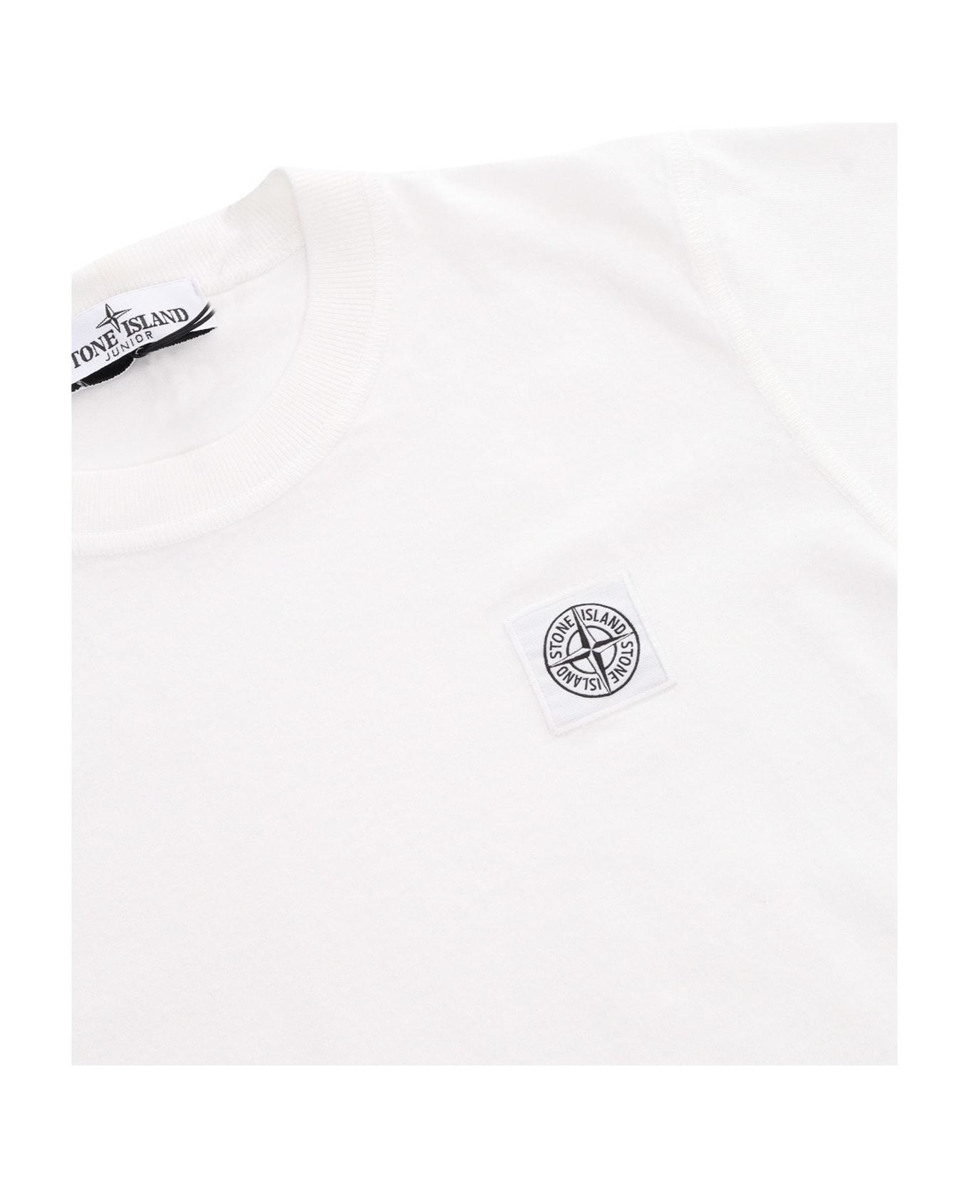 Stone Island Junior White T-shirt With Logo - WHITE Tシャツ＆ポロシャツ