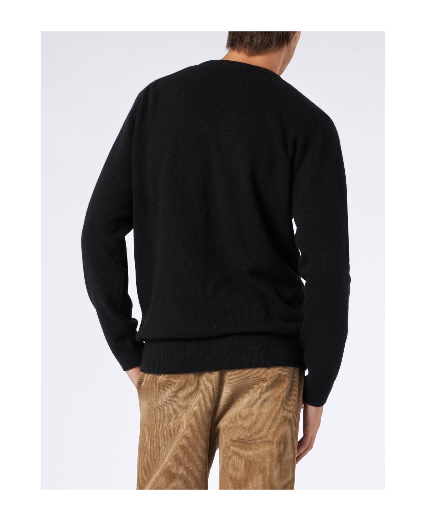 MC2 Saint Barth Sun Moritz Blended Cashmere Man's Sweater - BLACK
