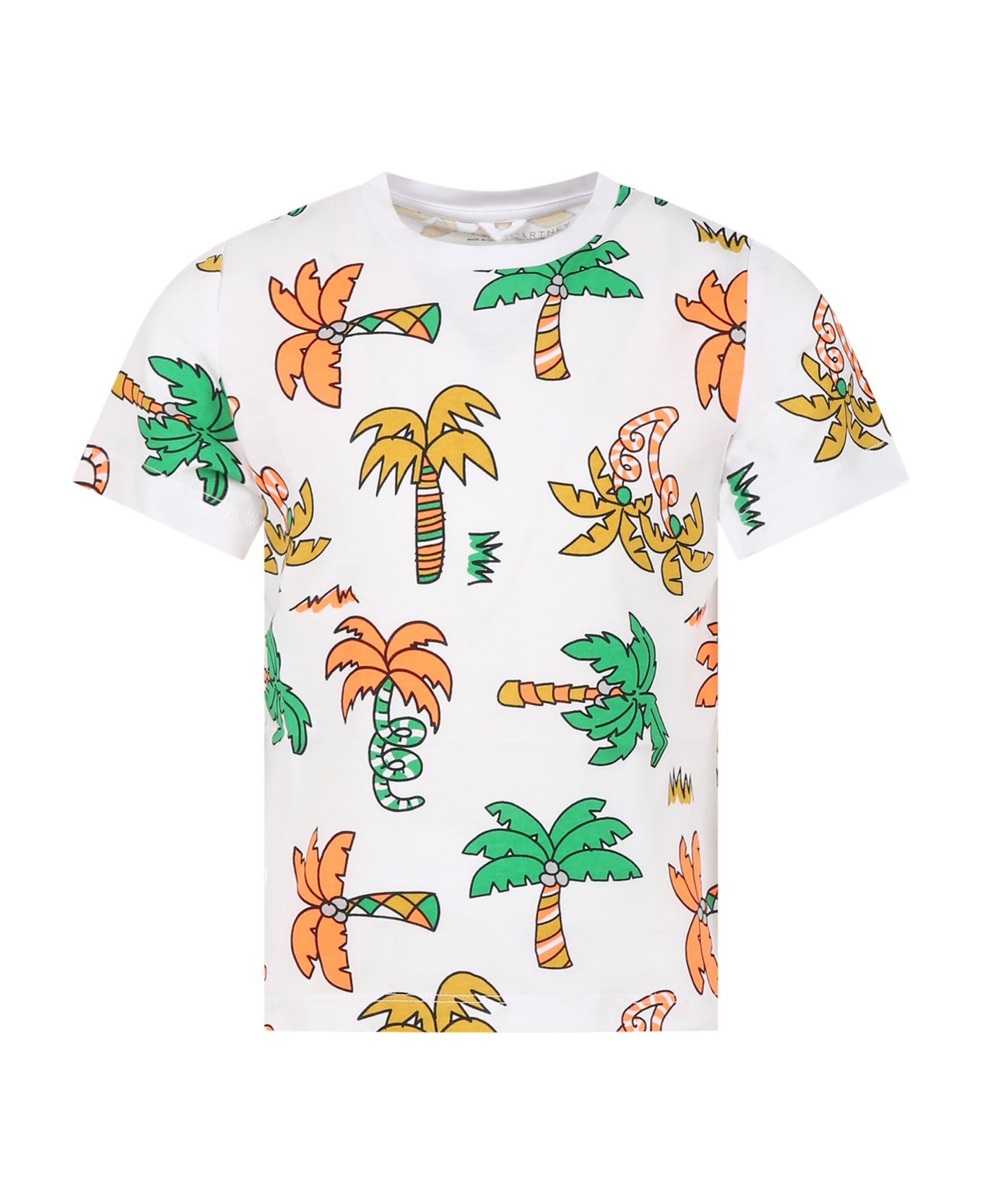 Stella McCartney Kids White T-shirt For Boy With Palm Trees - White Tシャツ＆ポロシャツ