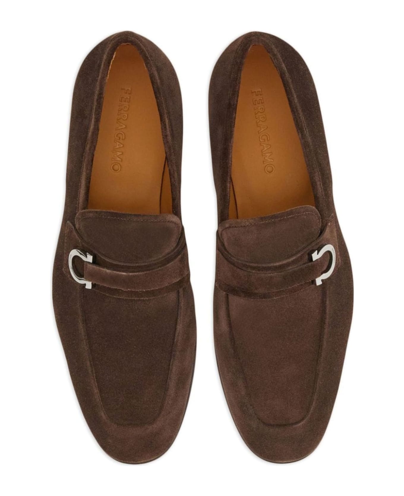 Ferragamo Brown Suede Leather Loafer - Brown ローファー＆デッキシューズ