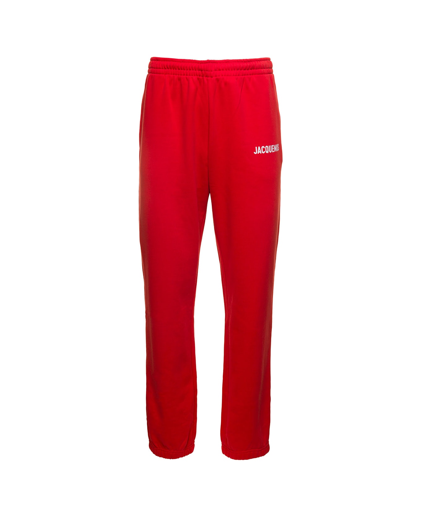 Jacquemus Red Jogger Pants With Logo Print In Cotton Man - Red